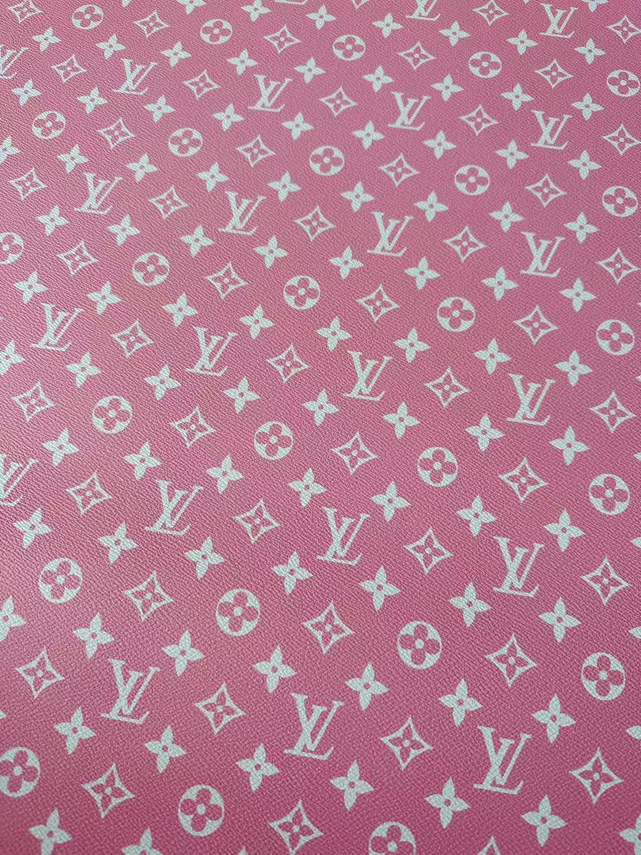 Fashion Pink LV Vinyl Leather for Handmade Shoes Bag And Car Upholstery Leather By Yard