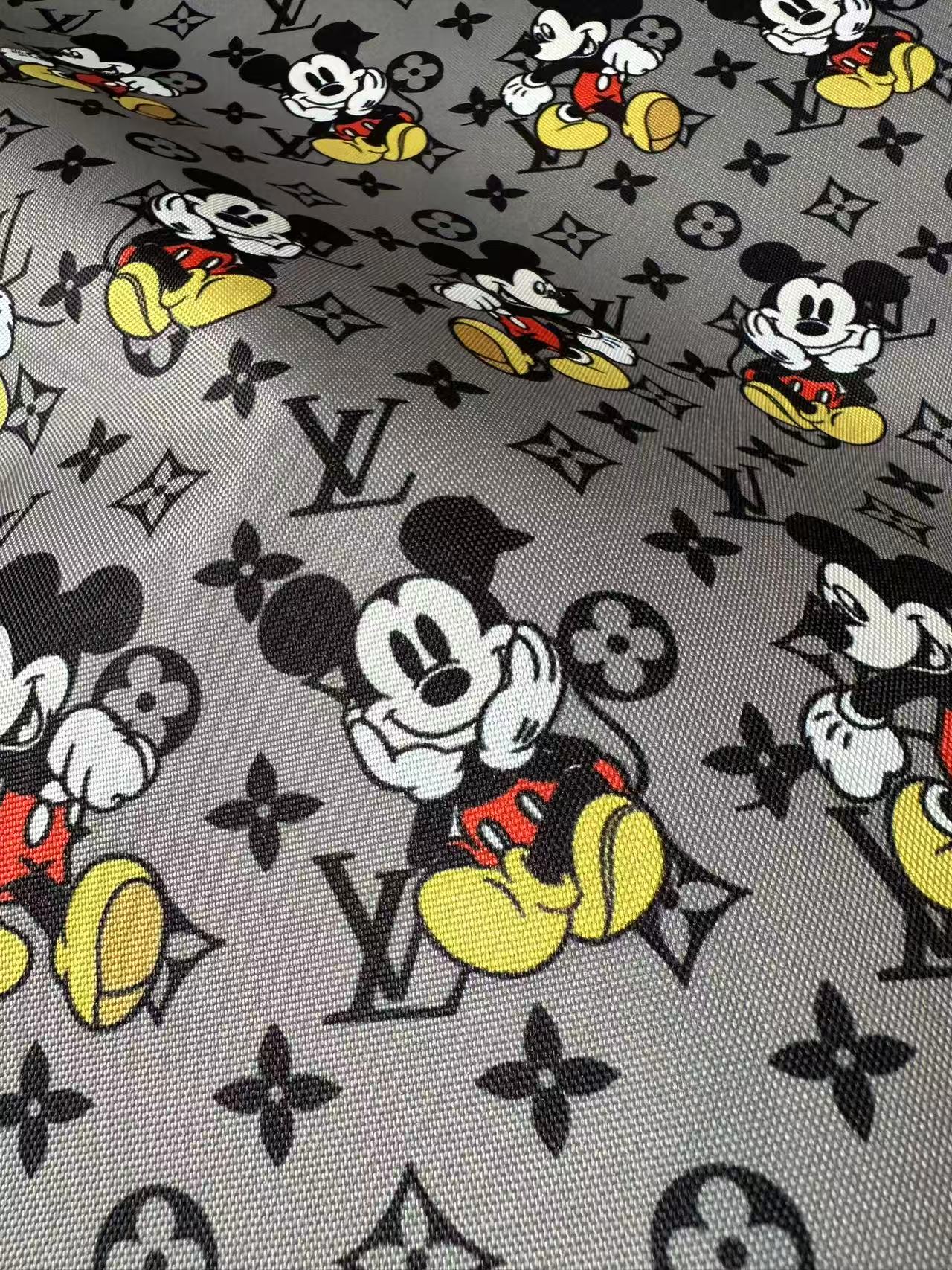Fashion Mickey Mouse With LV Canvas Cloth Fabric For Handmade sewing , DIY Upholstery ,Shoes By Yard