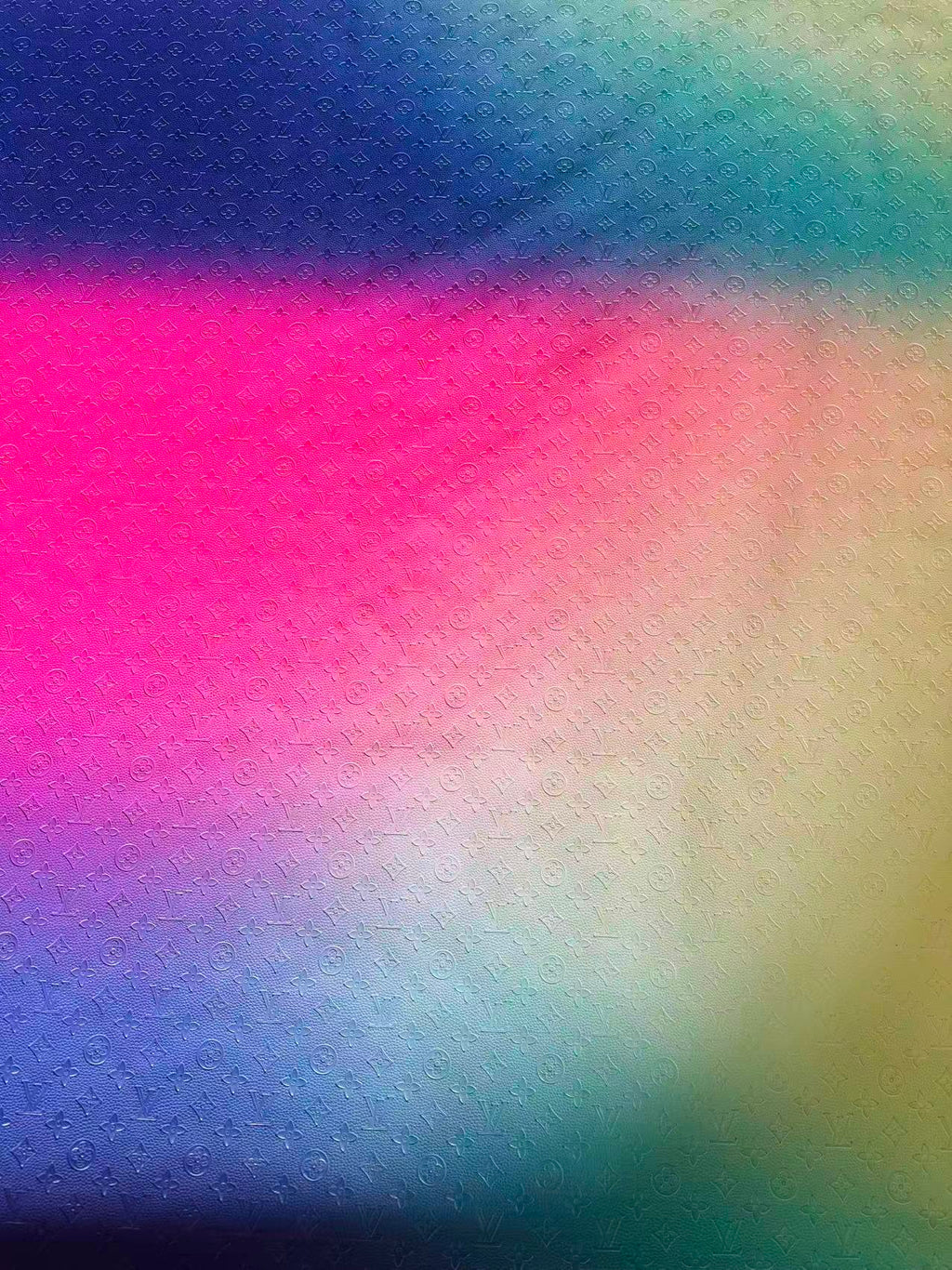 Fashion Gradient Colorful Rainbow LV Embossed Leather Fabric For Handmade Box,Upholstery Goods