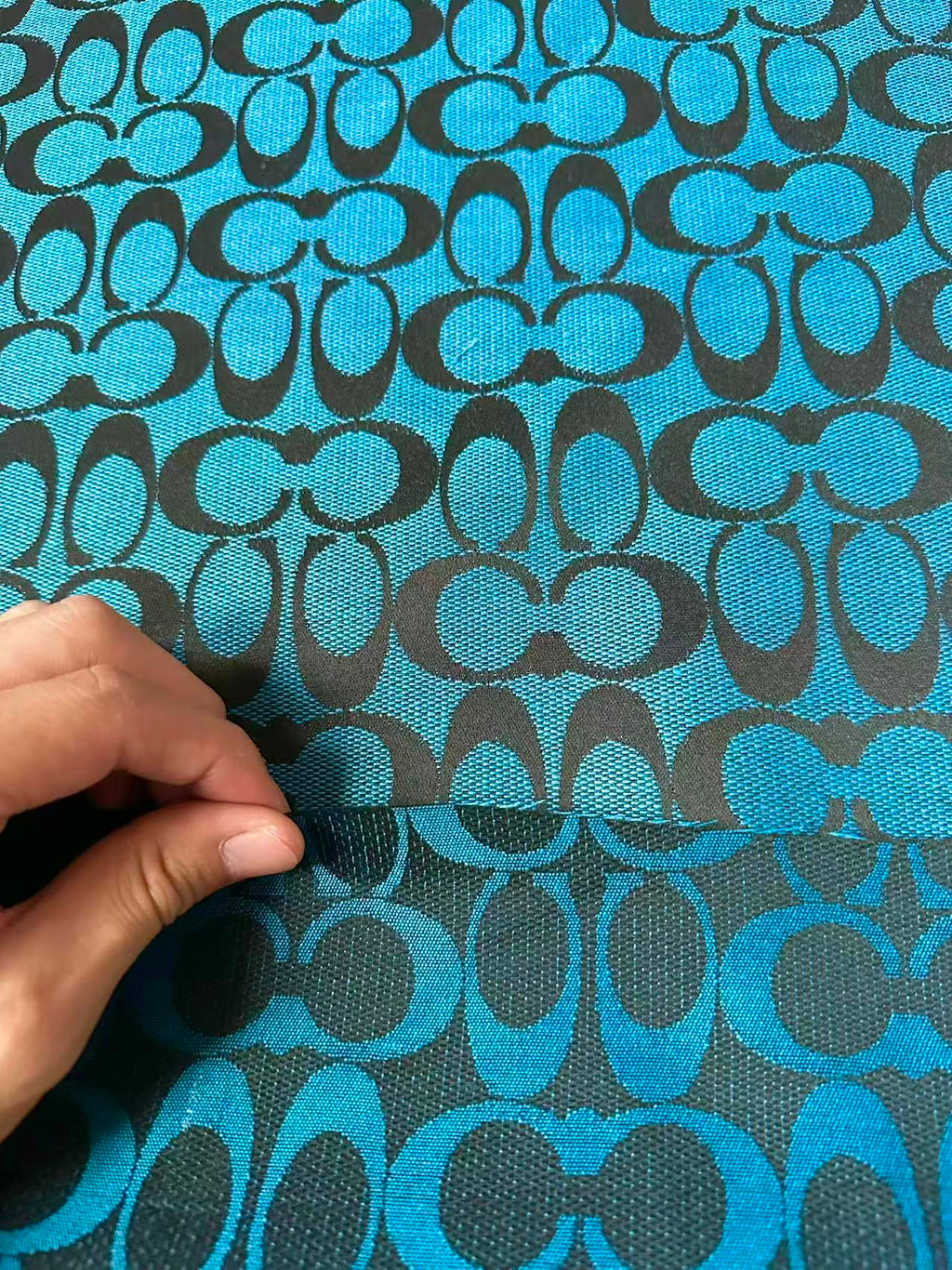 Classic Coach Jacquard Cloth Fabric For Handmade Clothing ,Bags ,Shoes Hat By Yards(Blue)