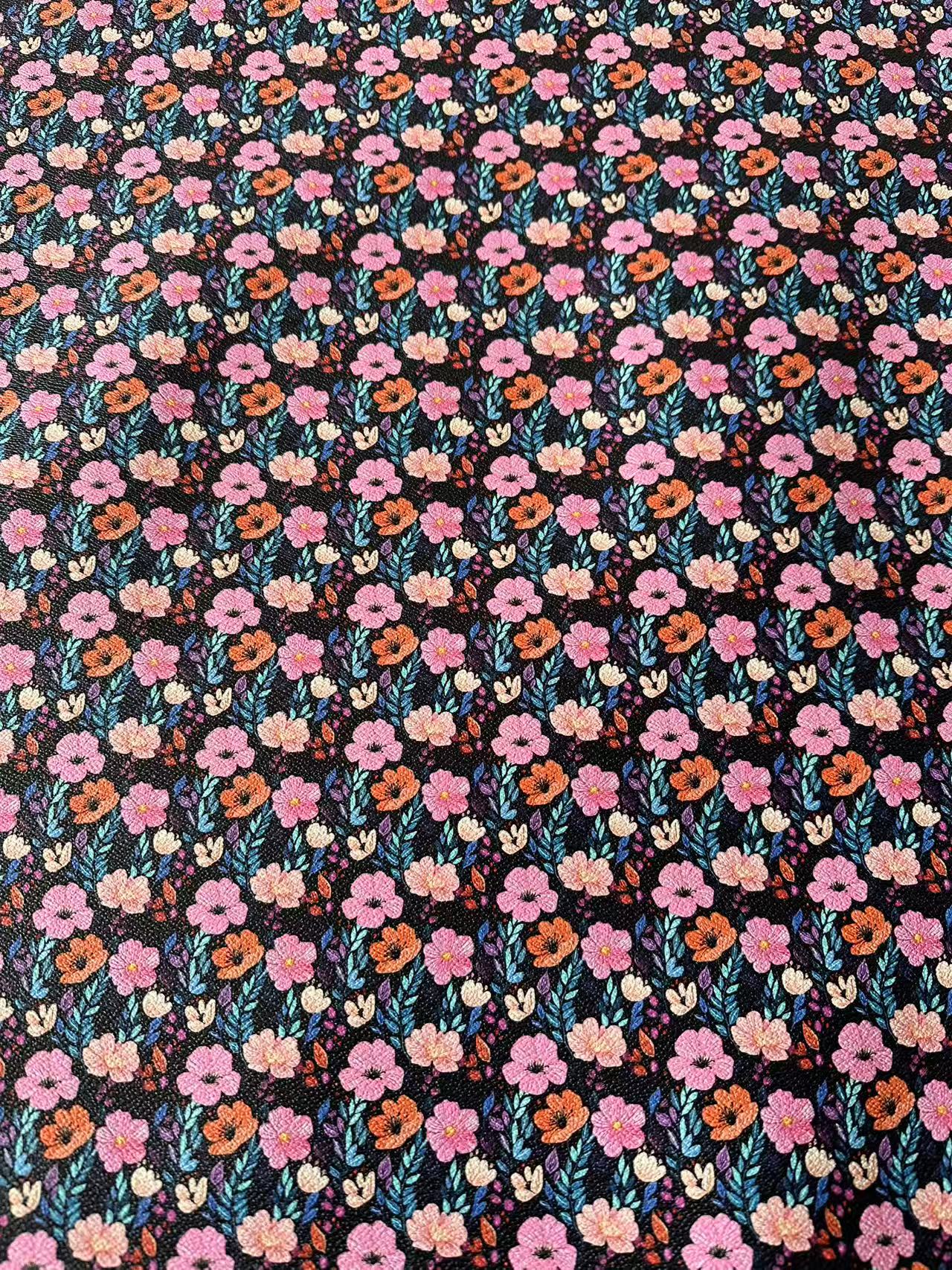 Fashion Flower Leather Fabric For Handmade Shoes, Sneaker ,Bag Upholstery Goods By Yard