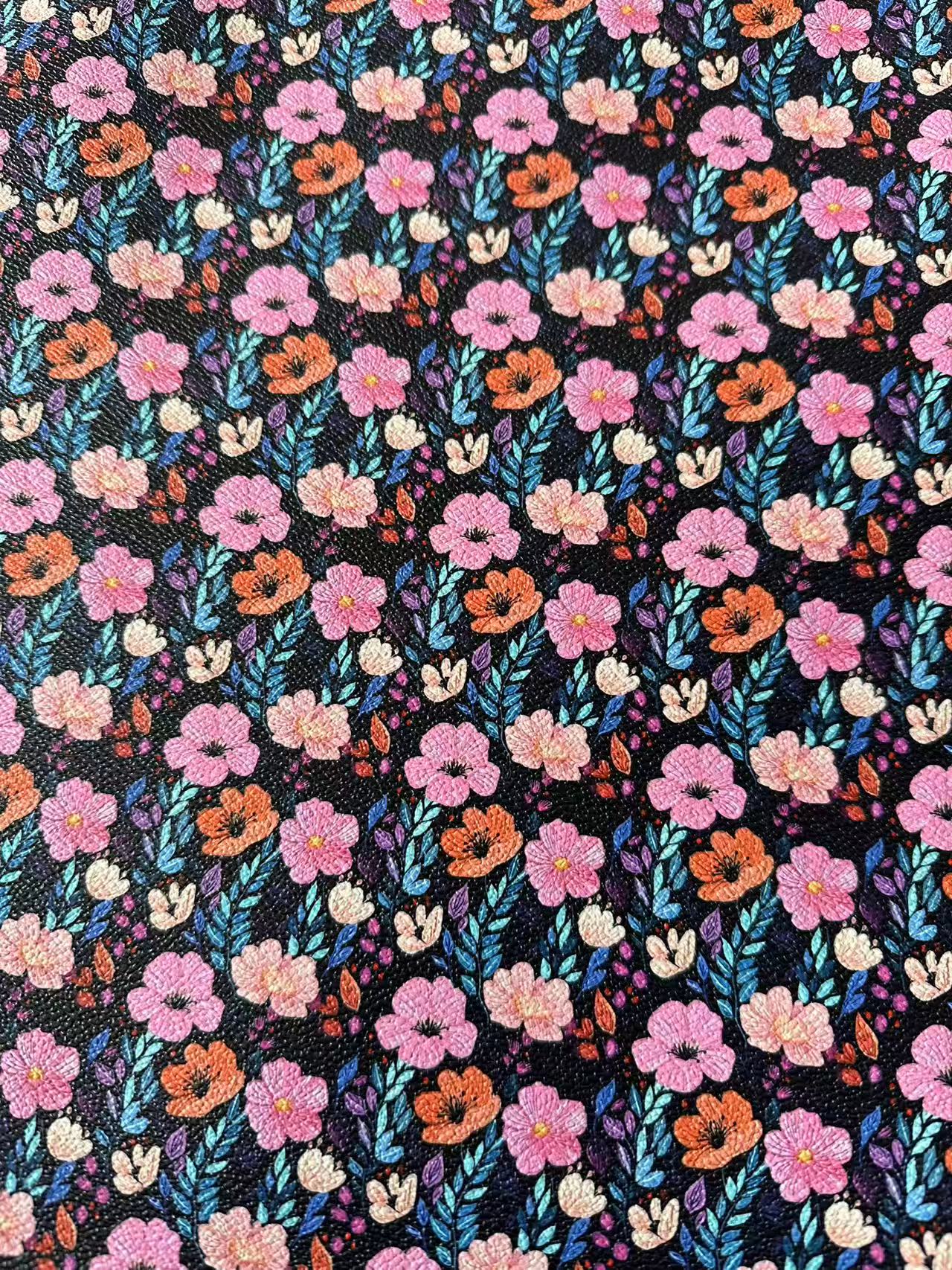 Fashion Flower Leather Fabric For Handmade Shoes, Sneaker ,Bag Upholstery Goods By Yard