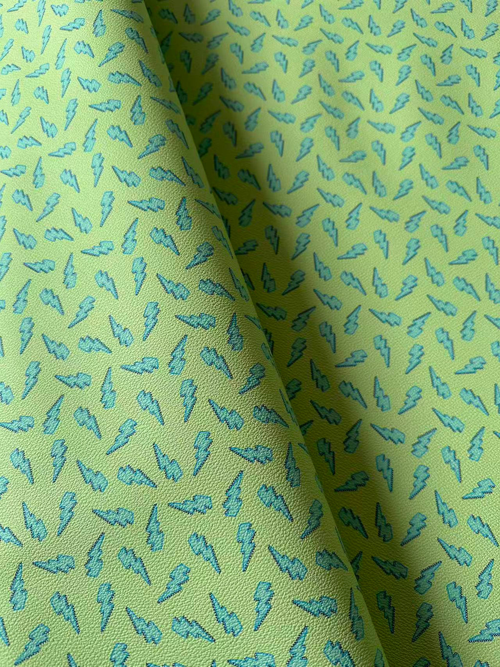 Fashion Green Lighting Leather Fabric For Handmade Sneaker , Bag Upholstery Goods By Yard
