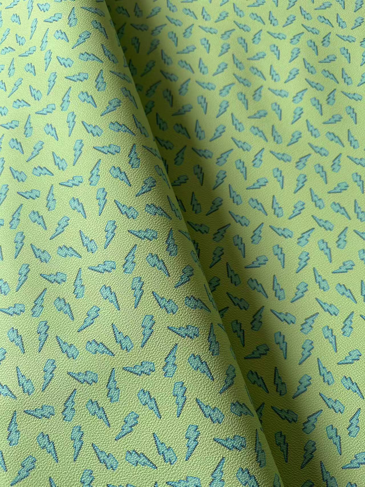 Fashion Green Lighting Leather Fabric For Handmade Sneaker , Bag Upholstery Goods By Yard
