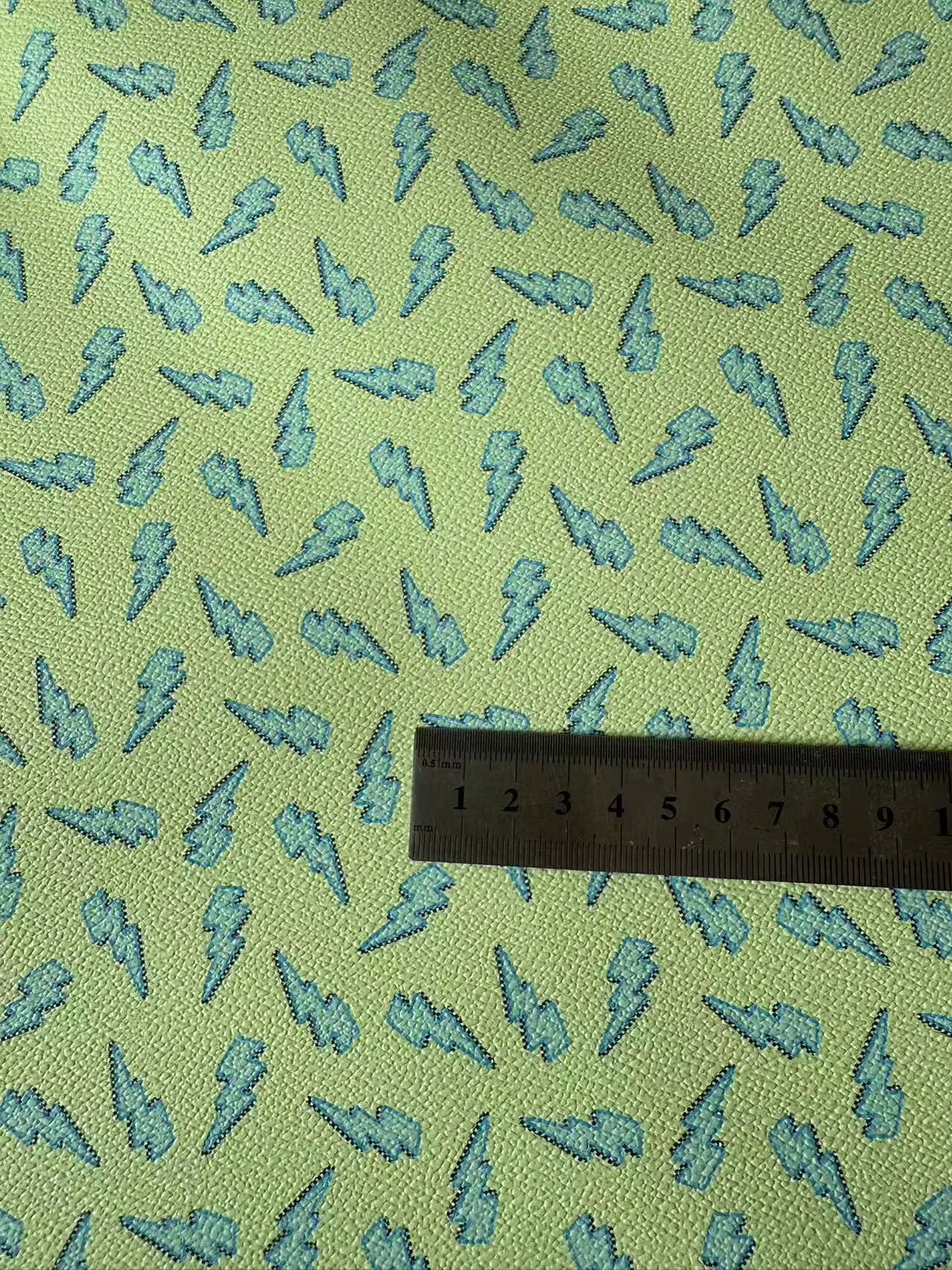 Fashion Green Lighting Leather Fabric For Handmade Sneaker , Bag Upholstery Goods By Yard