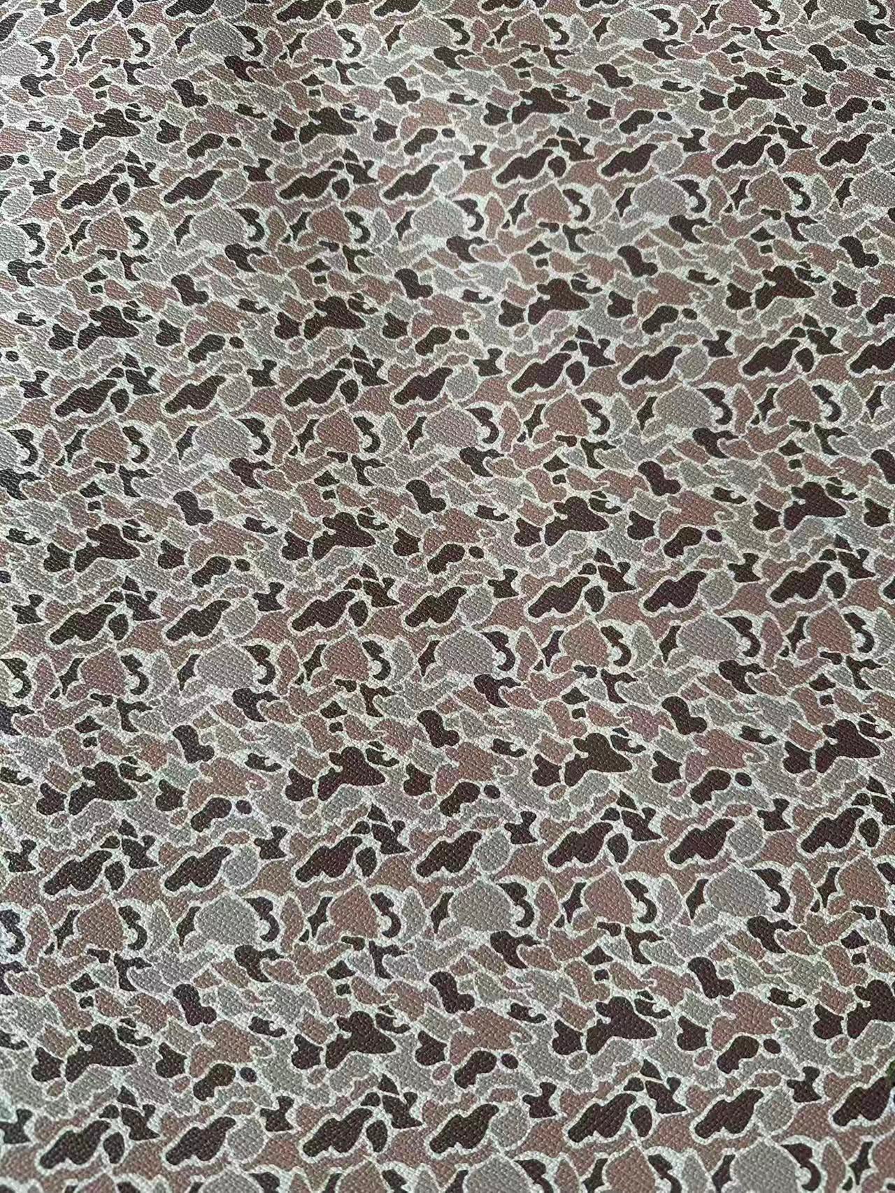 Fashion Gray Camouflage Leather Fabric For Handmade Sneaker , Bag Upholstery Goods By Yard
