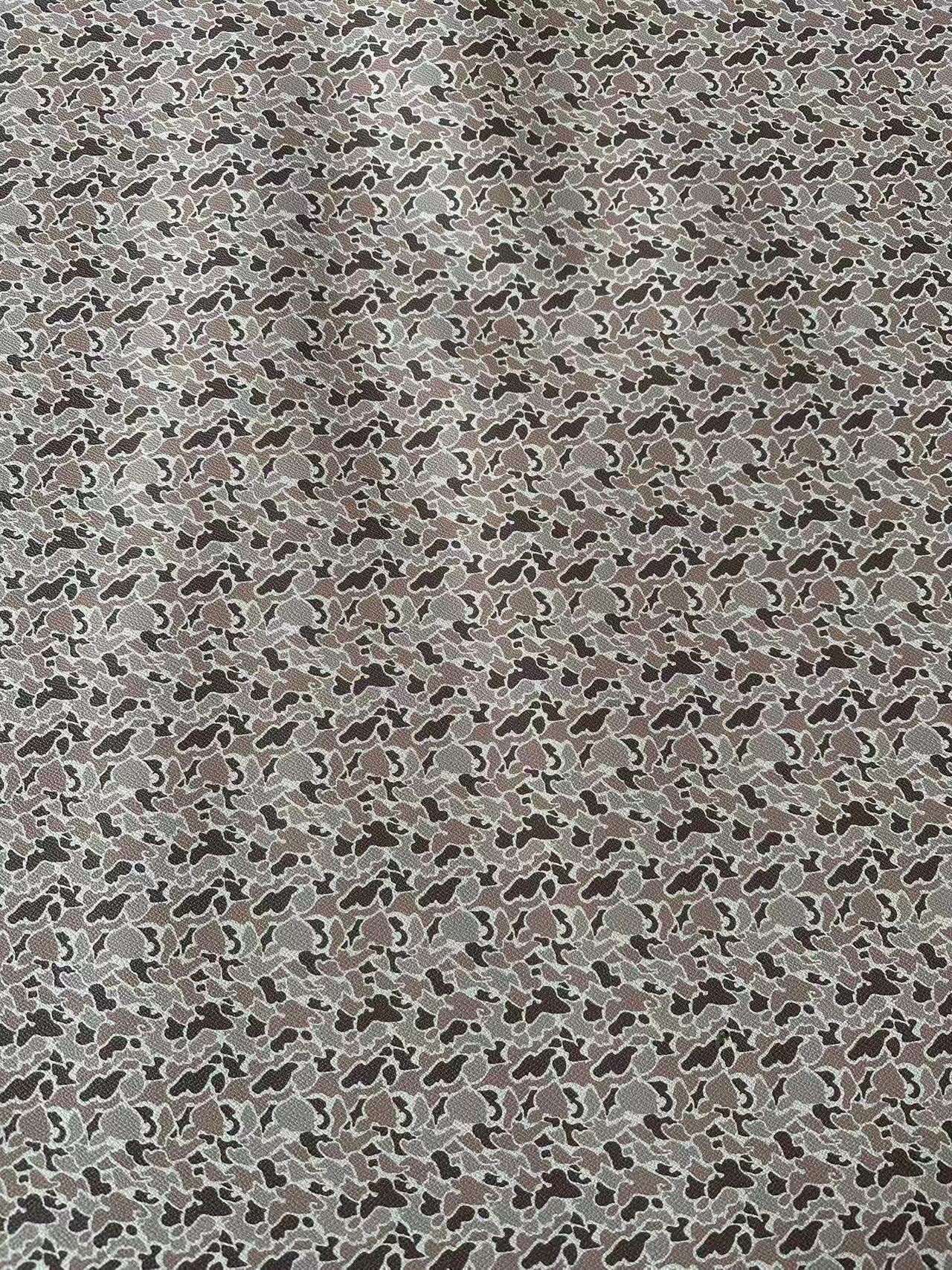 Fashion Gray Camouflage Leather Fabric For Handmade Sneaker , Bag Upholstery Goods By Yard