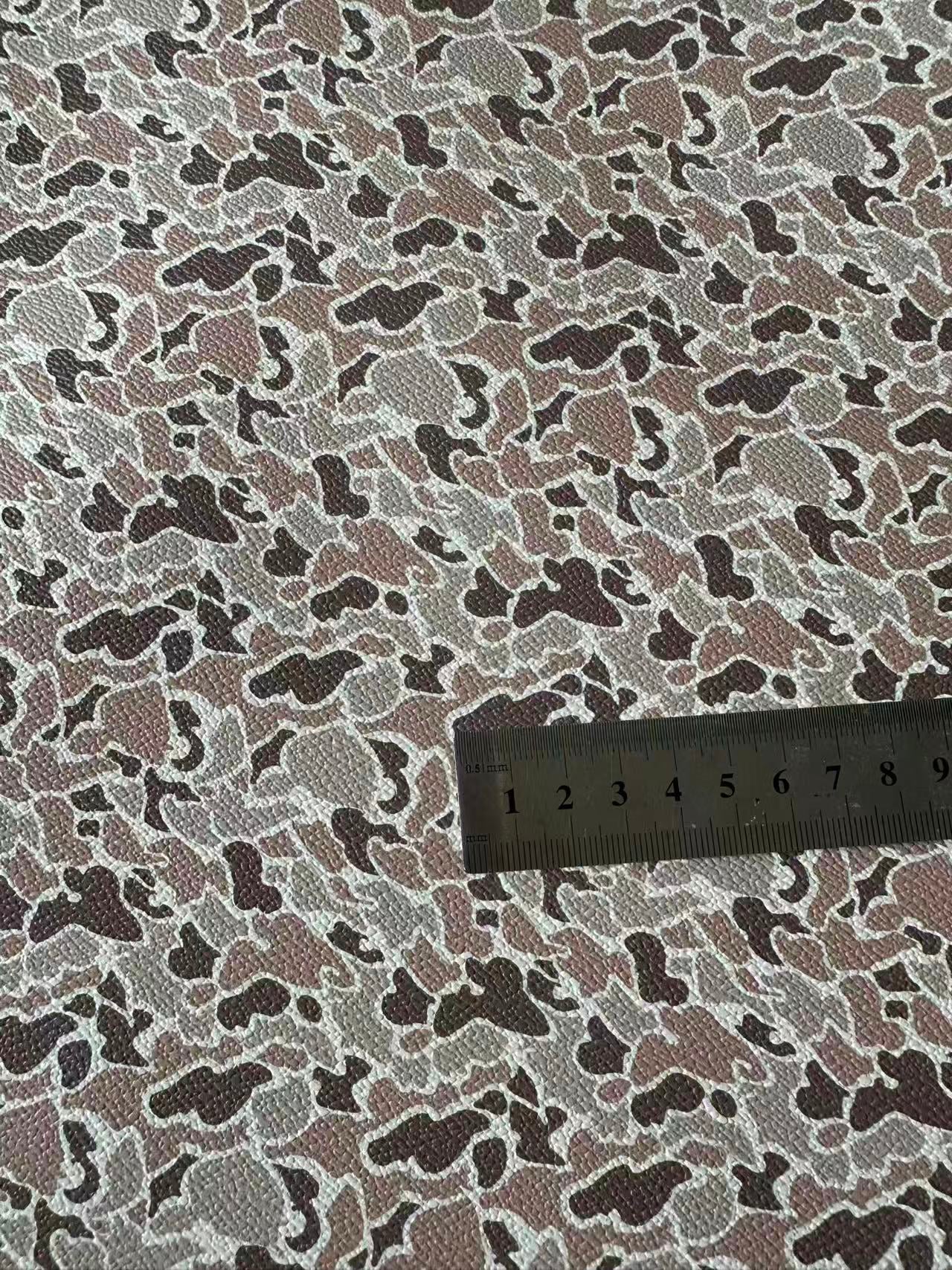 Fashion Gray Camouflage Leather Fabric For Handmade Sneaker , Bag Upholstery Goods By Yard