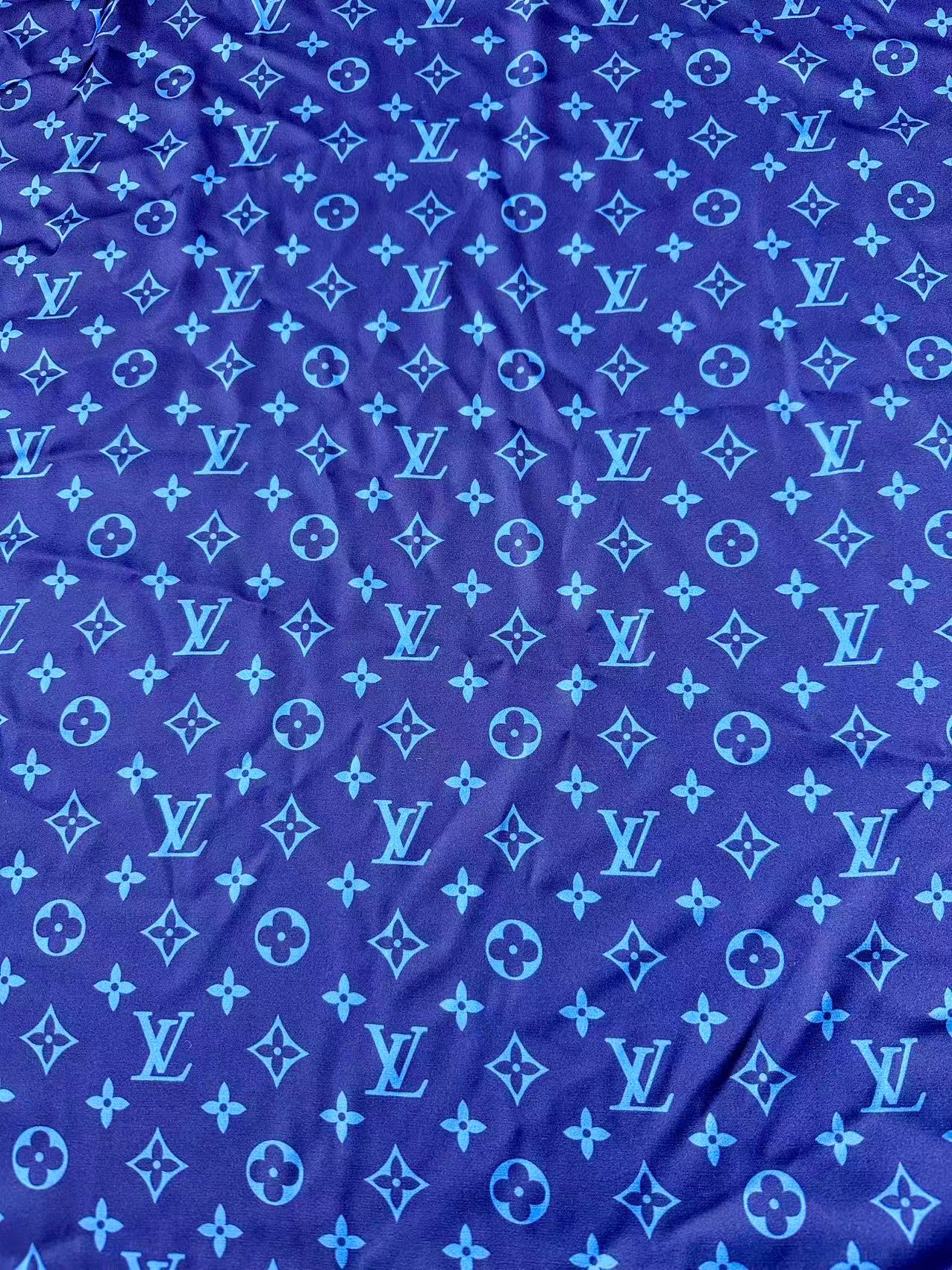 Craft LV Blue Silk Printing Cloth Fabric For Handmade Handicraft Goods By Yard