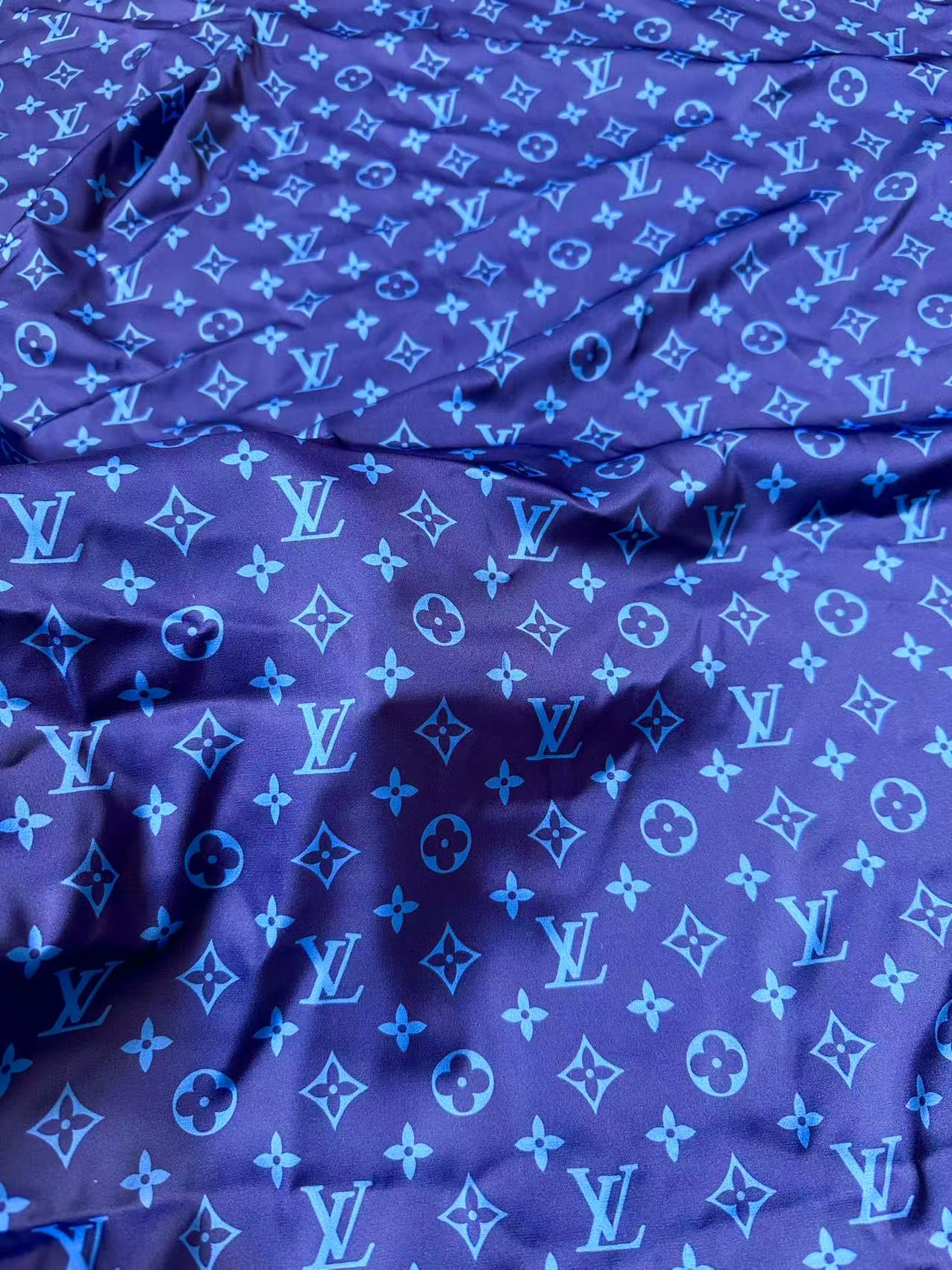 Craft LV Blue Silk Printing Cloth Fabric For Handmade Handicraft Goods By Yard