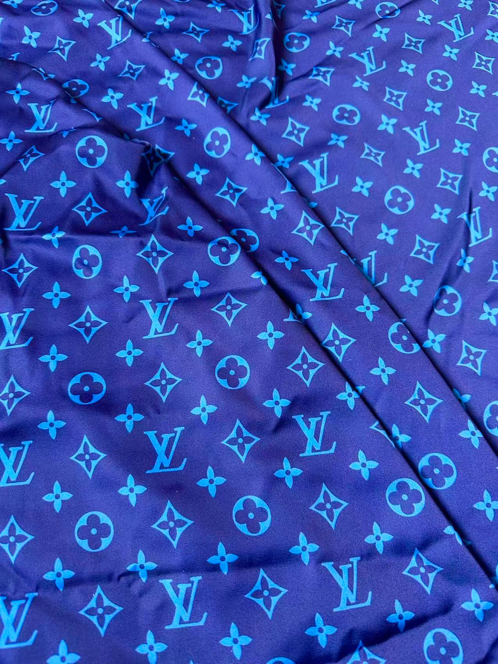 Craft LV Blue Silk Printing Cloth Fabric For Handmade Handicraft Goods By Yard