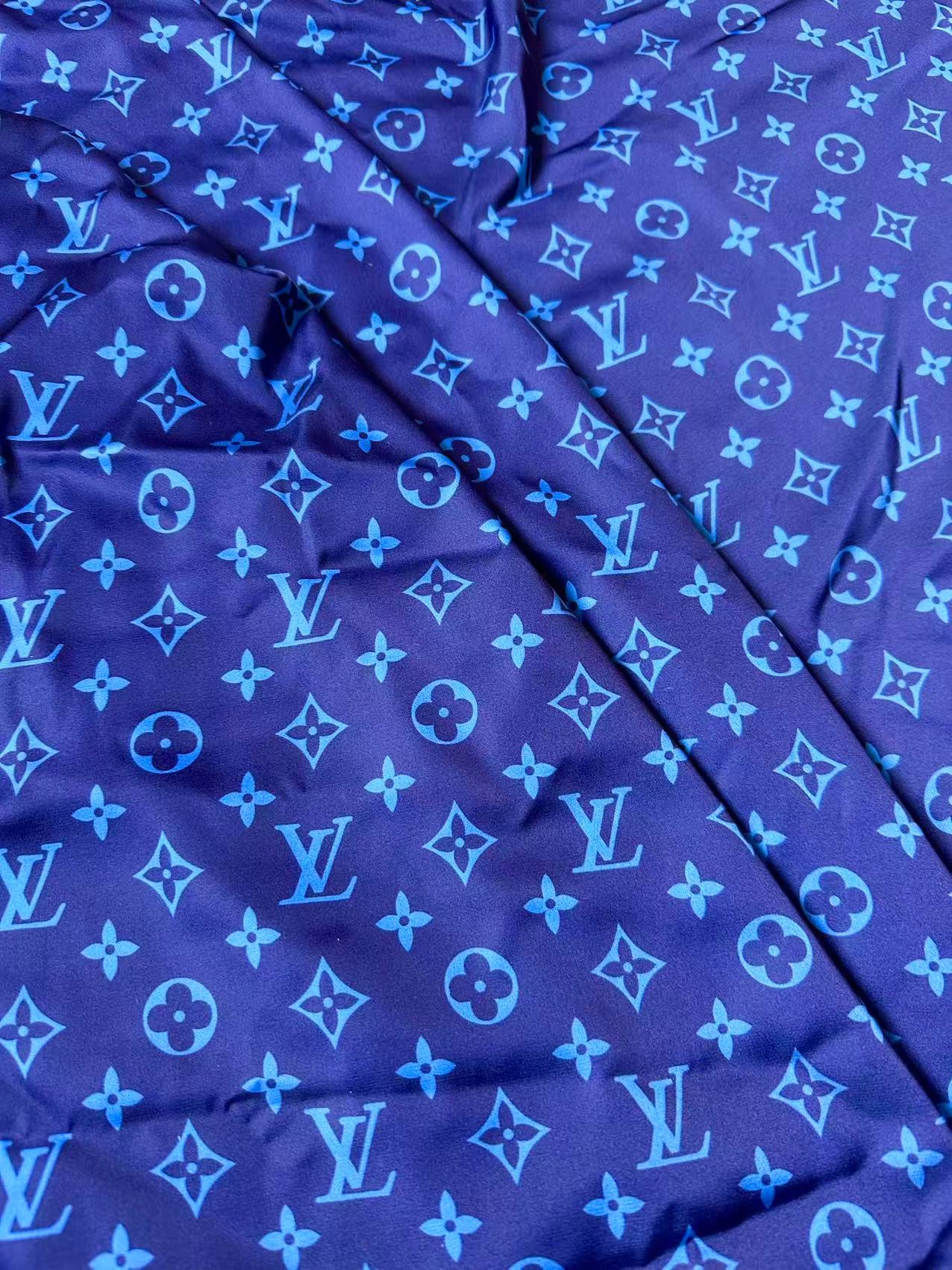Craft LV Blue Silk Printing Cloth Fabric For Handmade Handicraft Goods By Yard