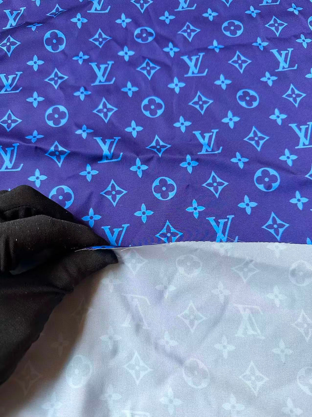 Craft LV Blue Silk Printing Cloth Fabric For Handmade Handicraft Goods By Yard