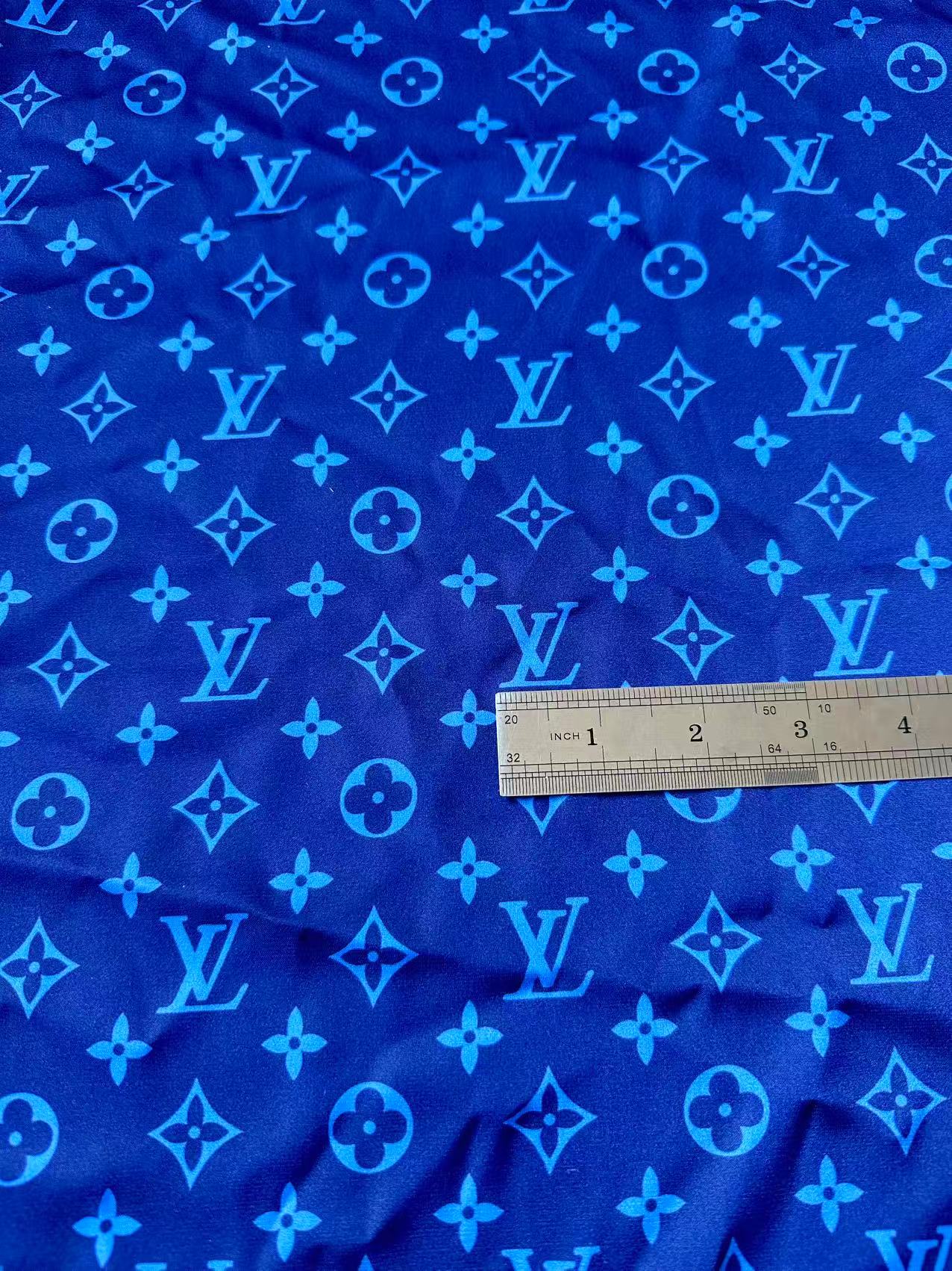Craft LV Blue Silk Printing Cloth Fabric For Handmade Handicraft Goods By Yard
