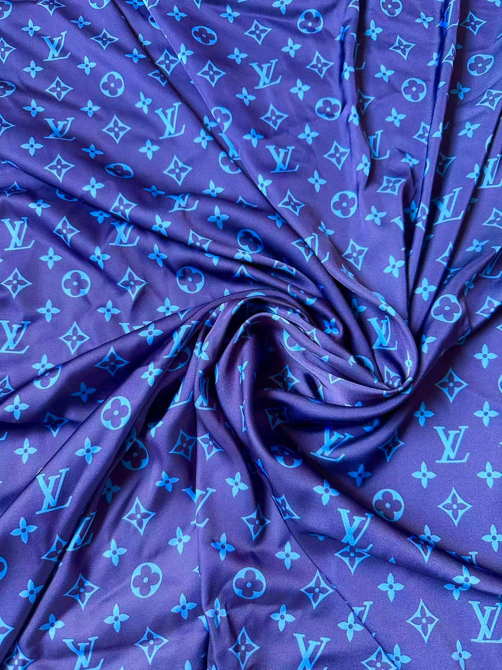 Craft LV Blue Silk Printing Cloth Fabric For Handmade Handicraft Goods By Yard