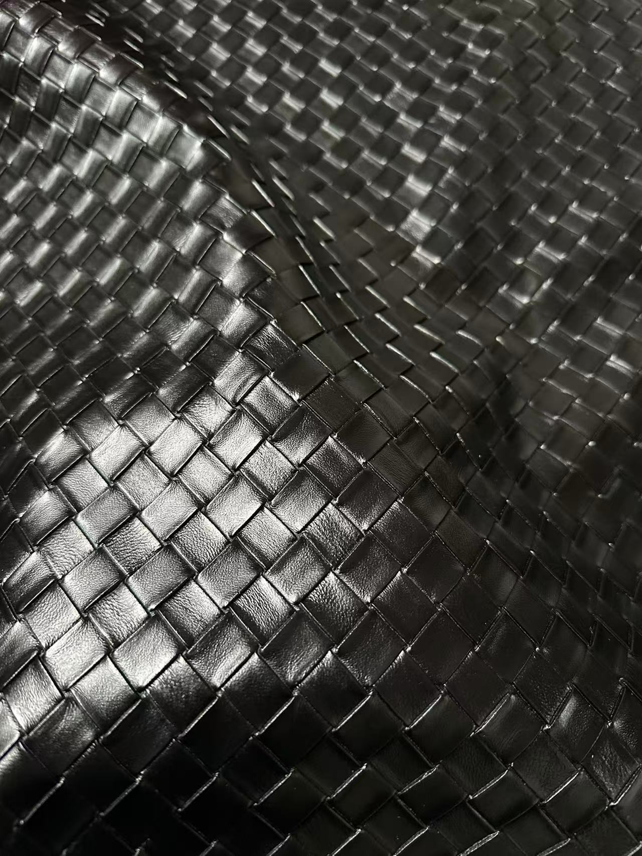 Fashion Black Plaid Texture PU Leather Fabric For Handmade Car,Motorcycle Seats,Shoes Goods By Yard