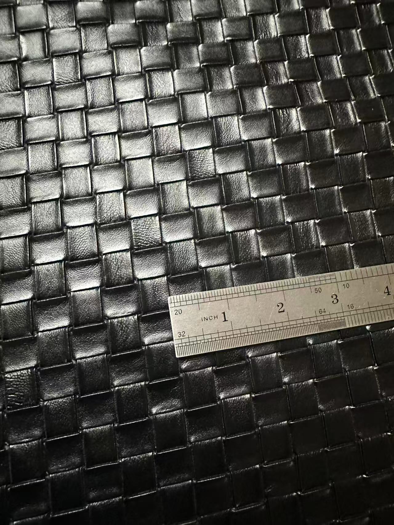Fashion Black Plaid Texture PU Leather Fabric For Handmade Car,Motorcycle Seats,Shoes Goods By Yard