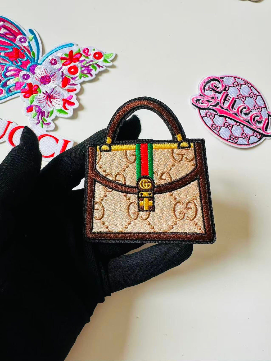 Craft Embroidery Gucci Jacquard Patches For Customized Clothing