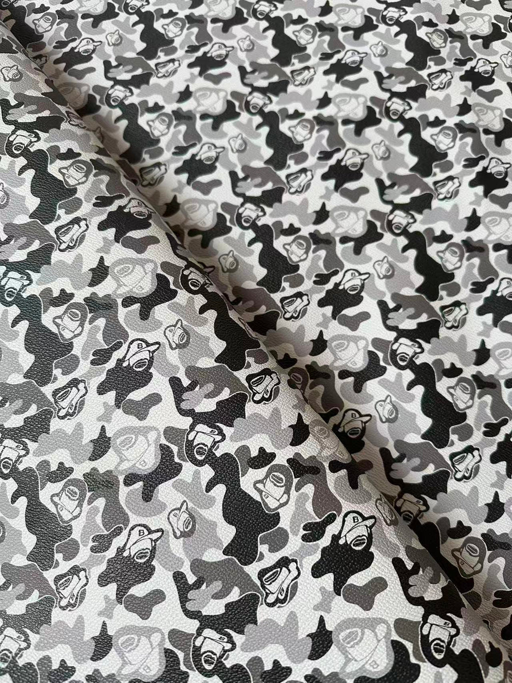 Classic Bape With Man Leather Fabric For Bags Leather Shoes Custom Leather By Yard (Gray)