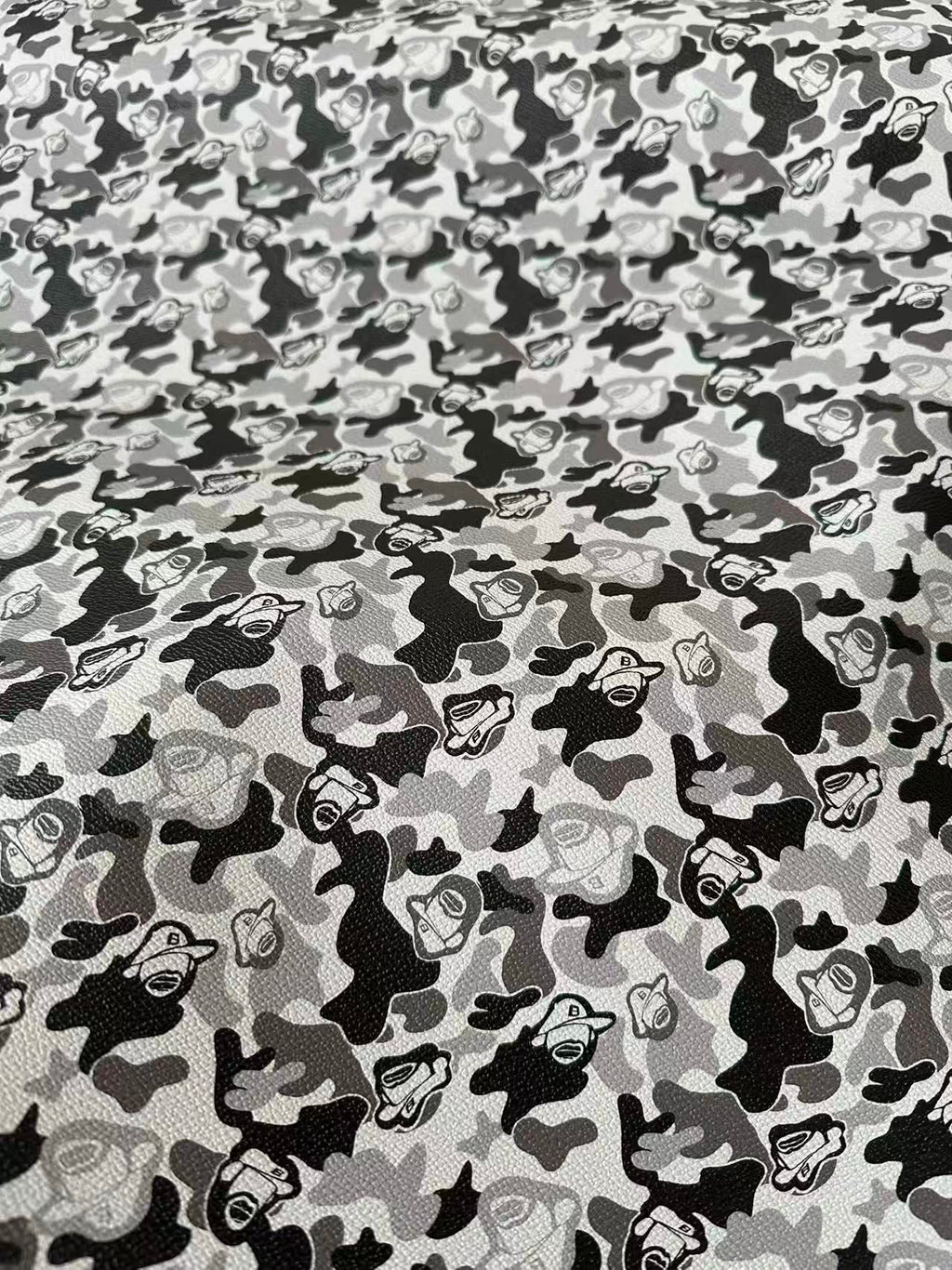 Classic Bape With Man Leather Fabric For Bags Leather Shoes Custom Leather By Yard (Gray)