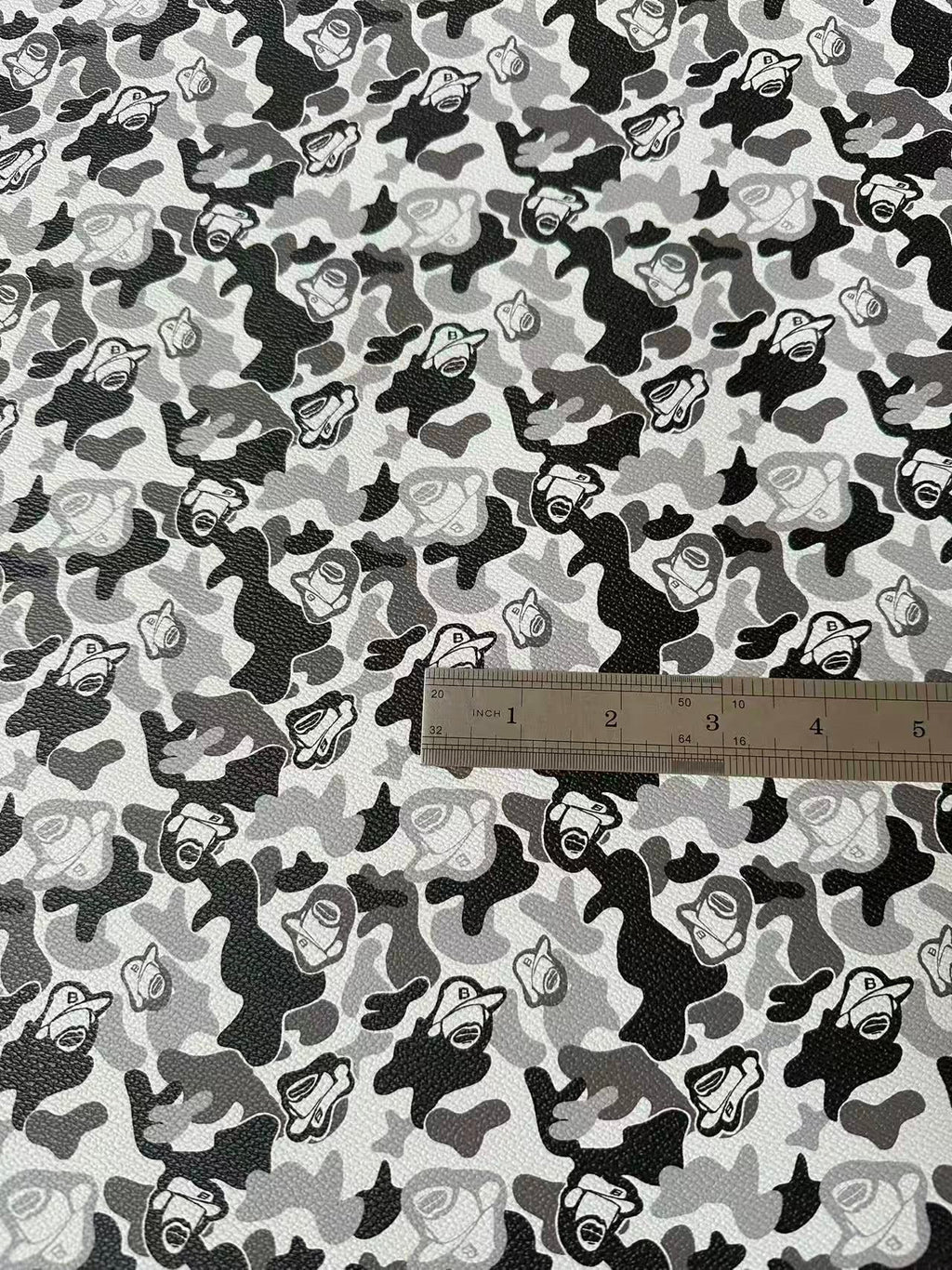 Classic Bape With Man Leather Fabric For Bags Leather Shoes Custom Leather By Yard (Gray)