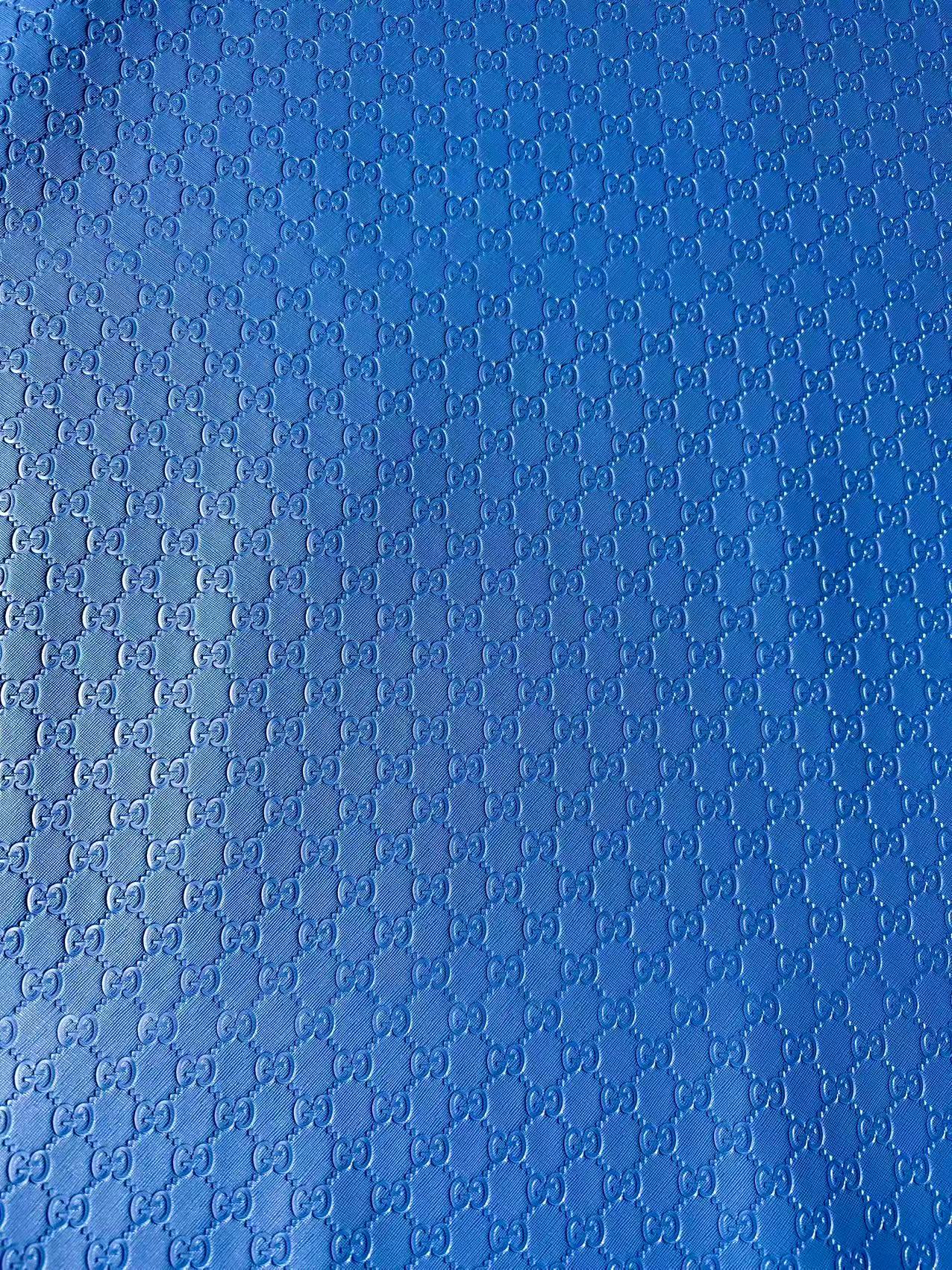 Fashion Blue Gucci Embossed Leather Fabric For Handmade Shoes ,Bags Handicraft Goods By Yards