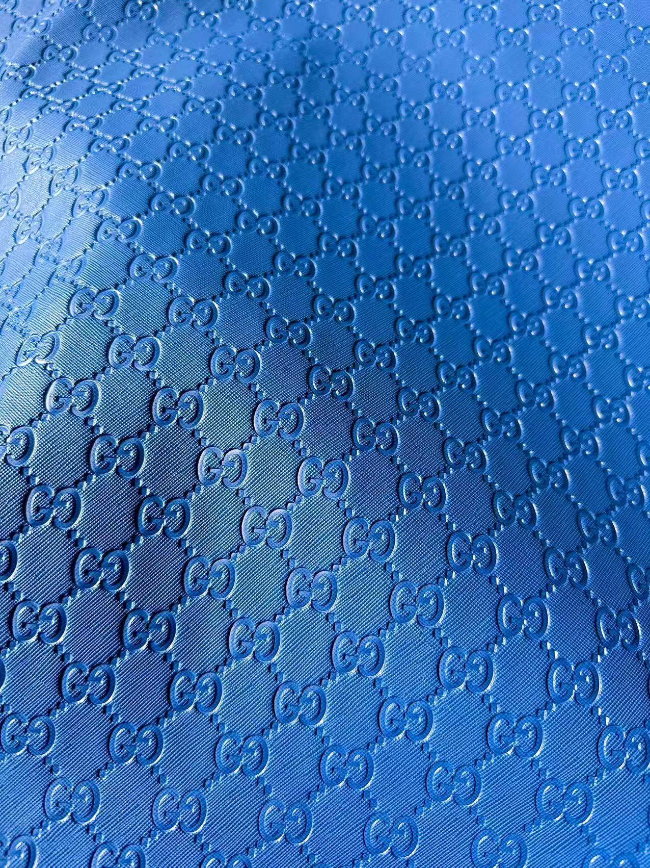 Fashion Blue Gucci Embossed Leather Fabric For Handmade Shoes ,Bags Handicraft Goods By Yards