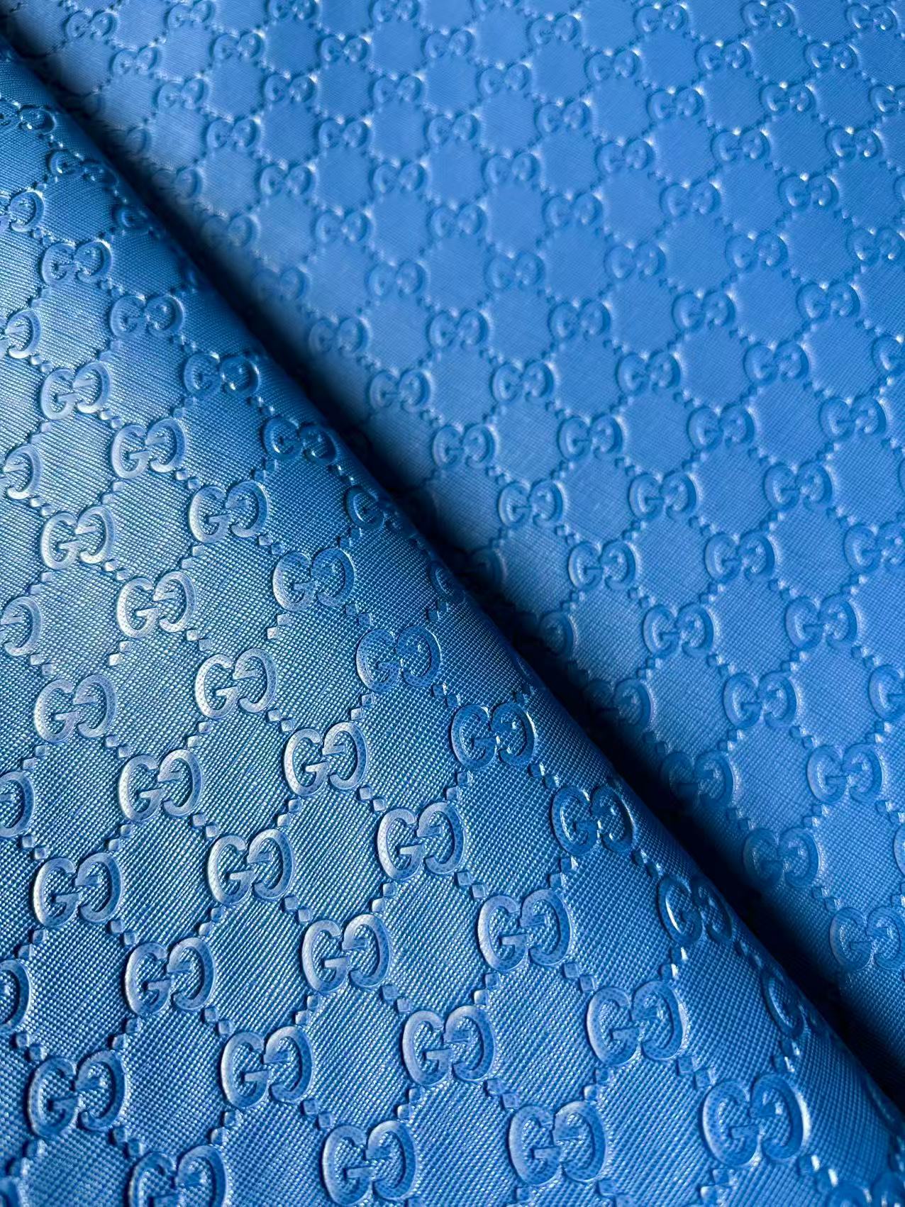 Fashion Blue Gucci Embossed Leather Fabric For Handmade Shoes ,Bags Handicraft Goods By Yards
