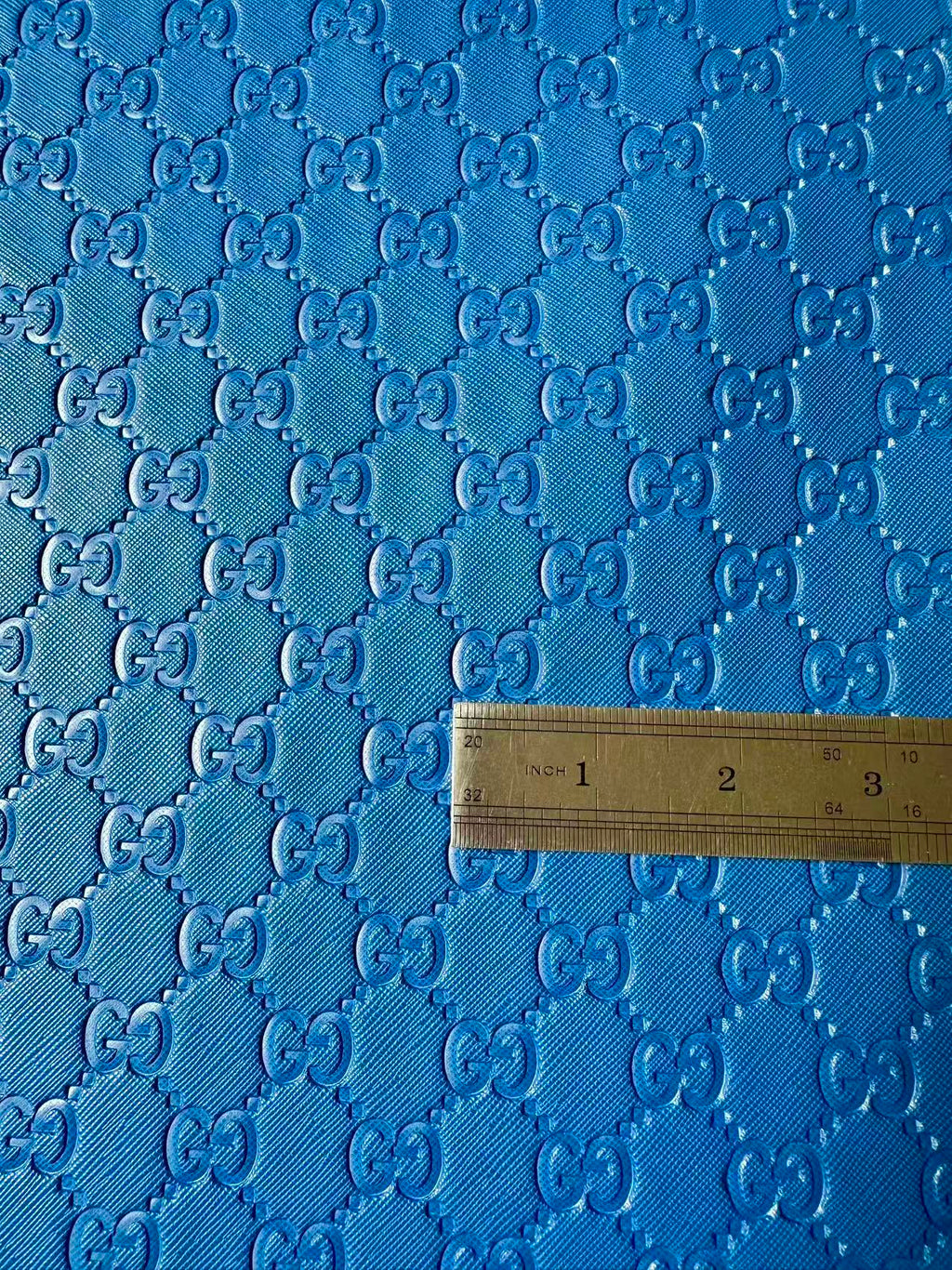 Fashion Blue Gucci Embossed Leather Fabric For Handmade Shoes ,Bags Handicraft Goods By Yards