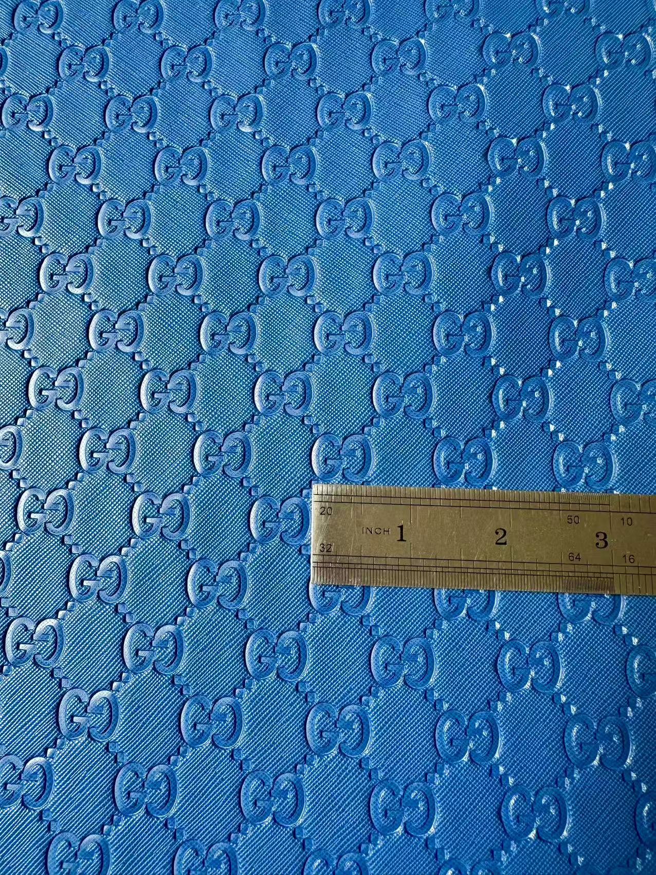 Fashion Blue Gucci Embossed Leather Fabric For Handmade Shoes ,Bags Handicraft Goods By Yards