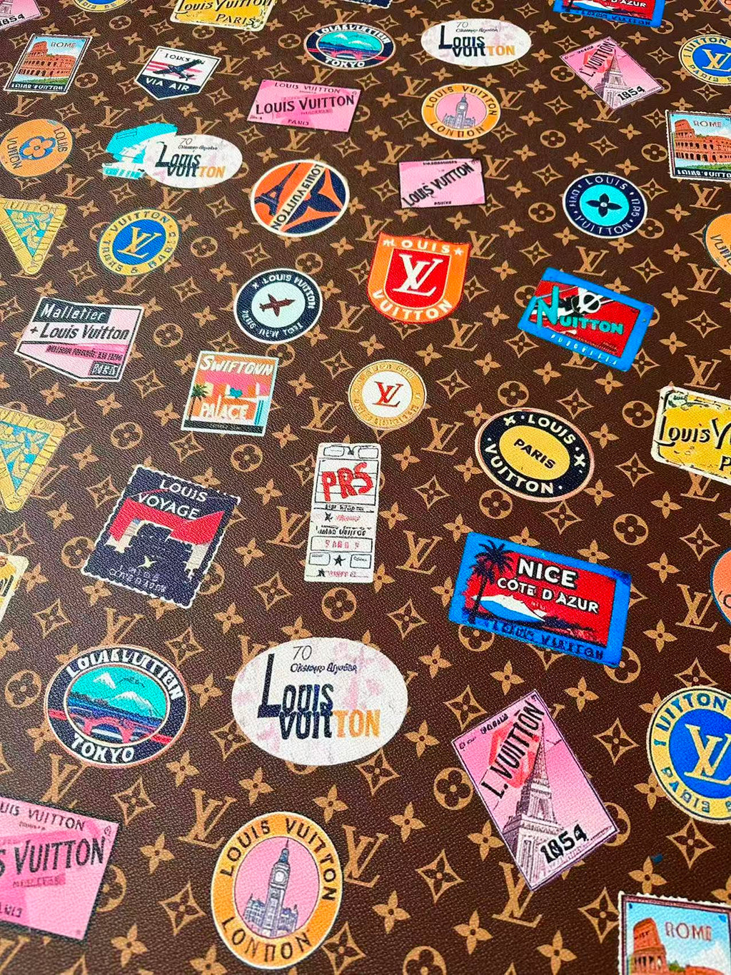 Fashion LV Vinyl DIY Leather Fabric For Handmade Sneaker, Bag,Upholstery Goods By Yard