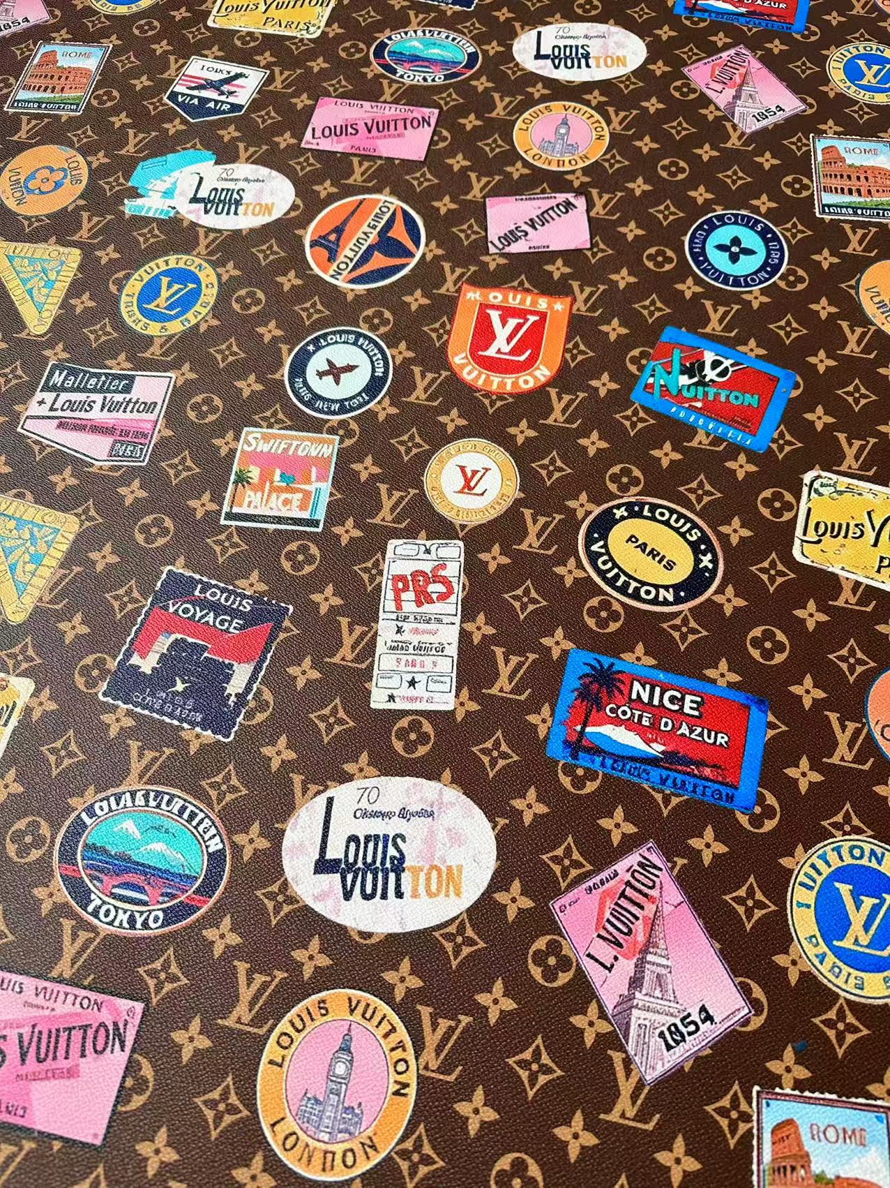 Fashion LV Vinyl DIY Leather Fabric For Handmade Sneaker, Bag,Upholstery Goods By Yard