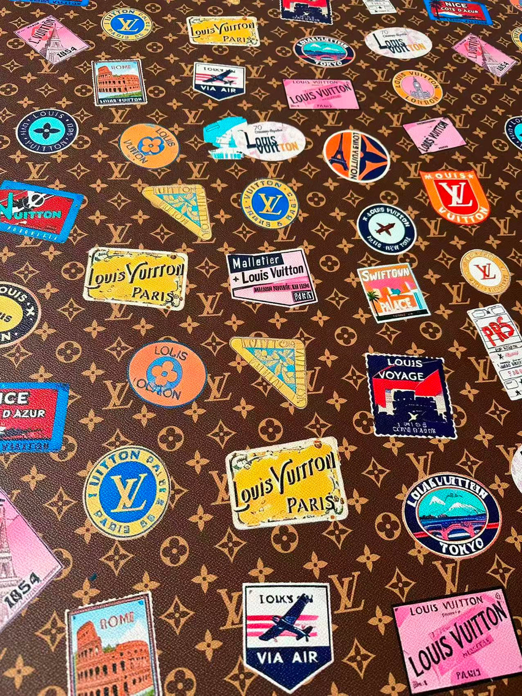 Fashion LV Vinyl DIY Leather Fabric For Handmade Sneaker, Bag,Upholstery Goods By Yard