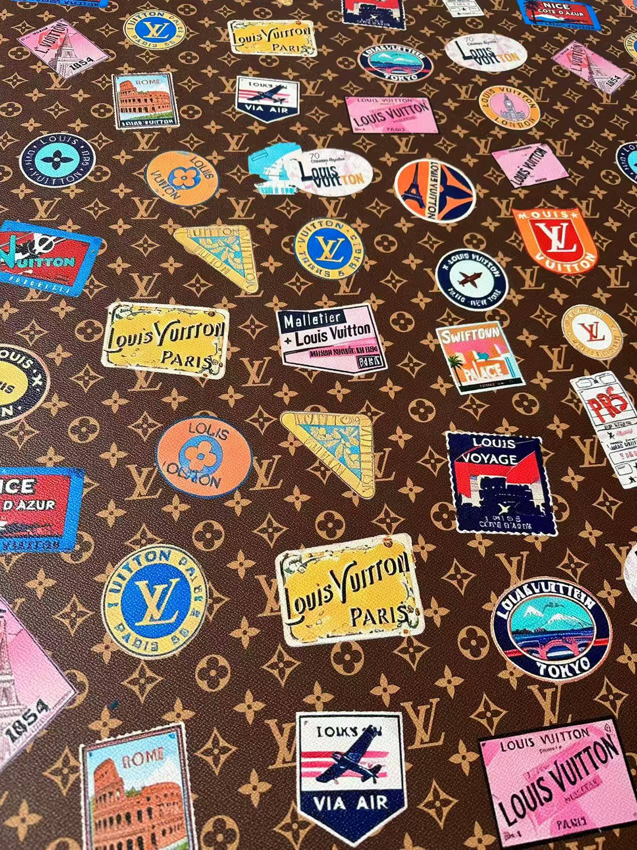 Fashion LV Vinyl DIY Leather Fabric For Handmade Sneaker, Bag,Upholstery Goods By Yard