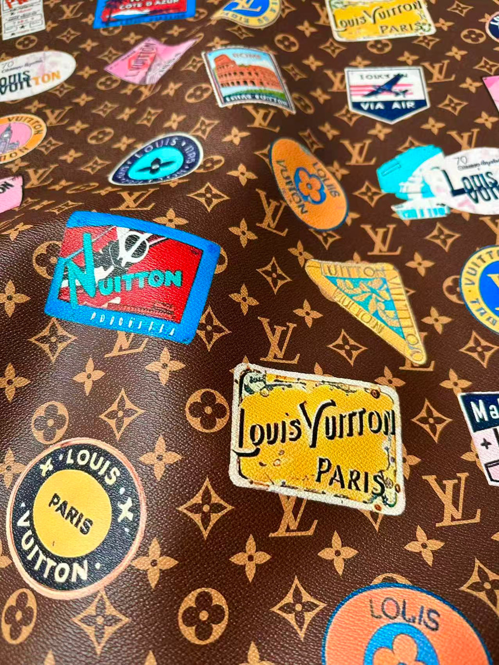 Fashion LV Vinyl DIY Leather Fabric For Handmade Sneaker, Bag,Upholstery Goods By Yard