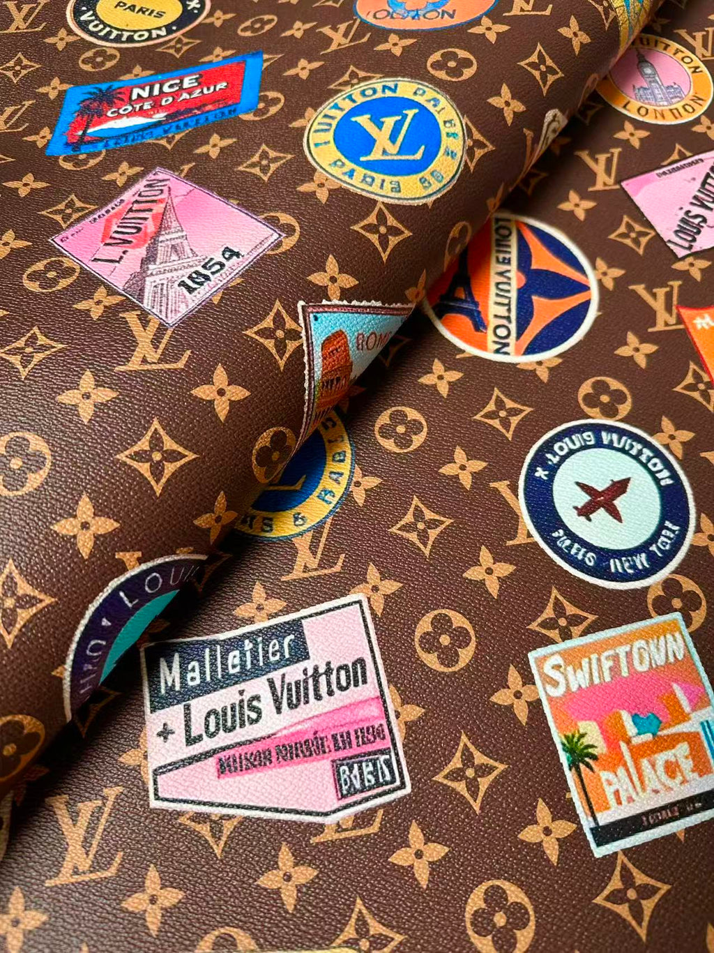 Fashion LV Vinyl DIY Leather Fabric For Handmade Sneaker, Bag,Upholstery Goods By Yard