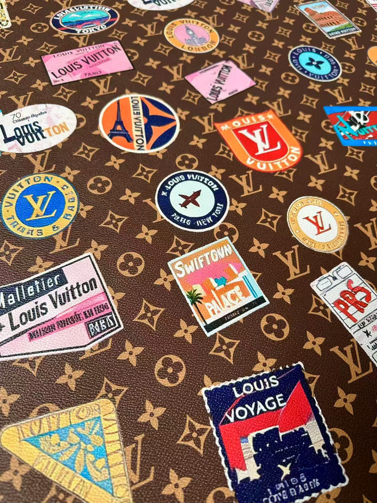 Fashion LV Vinyl DIY Leather Fabric For Handmade Sneaker, Bag,Upholstery Goods By Yard