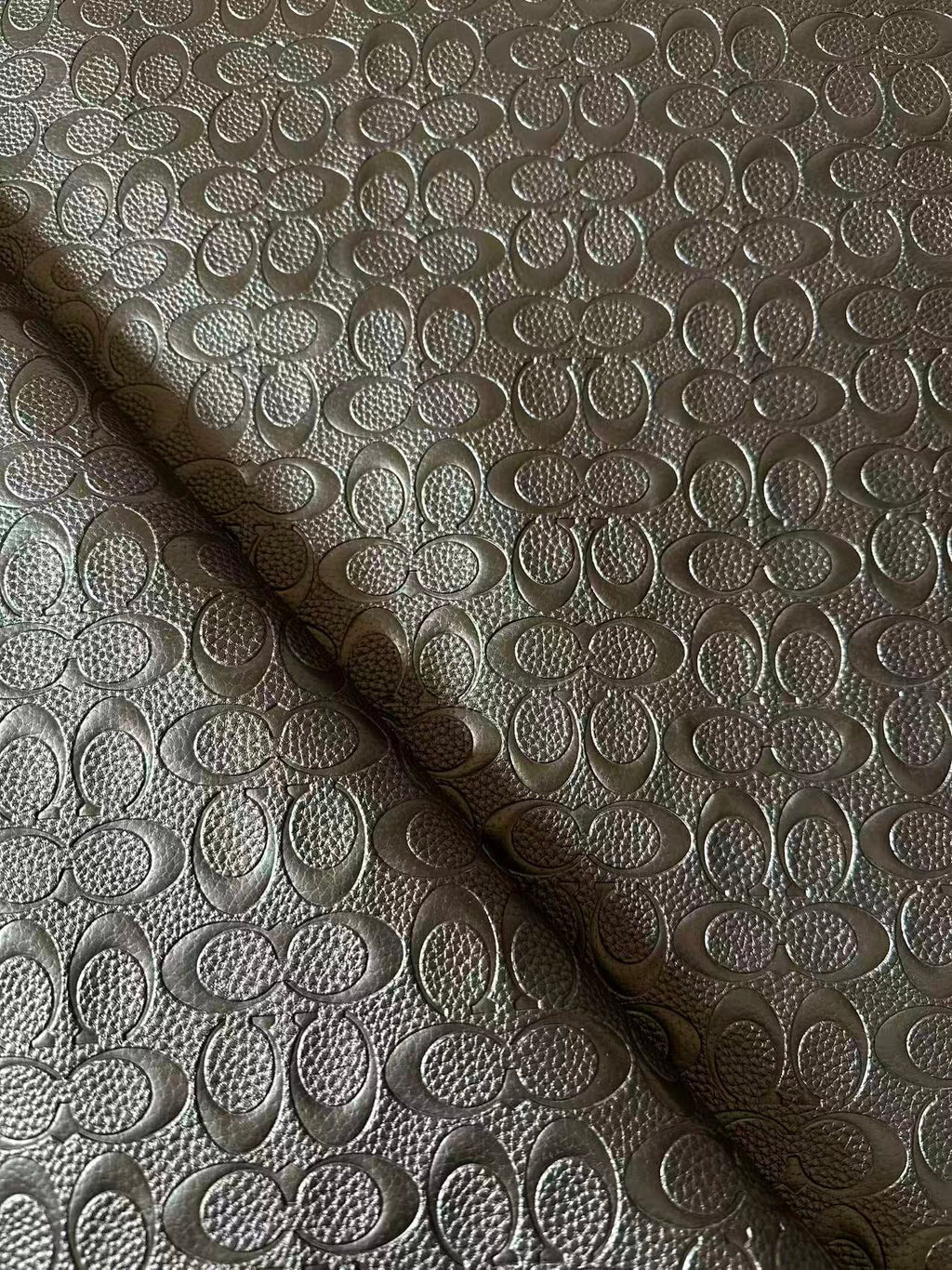 Fashion Coach Embossed Leather Fabric For Handmade Sneaker,Bag,Upholstery DIY Goods By Yard (Black)