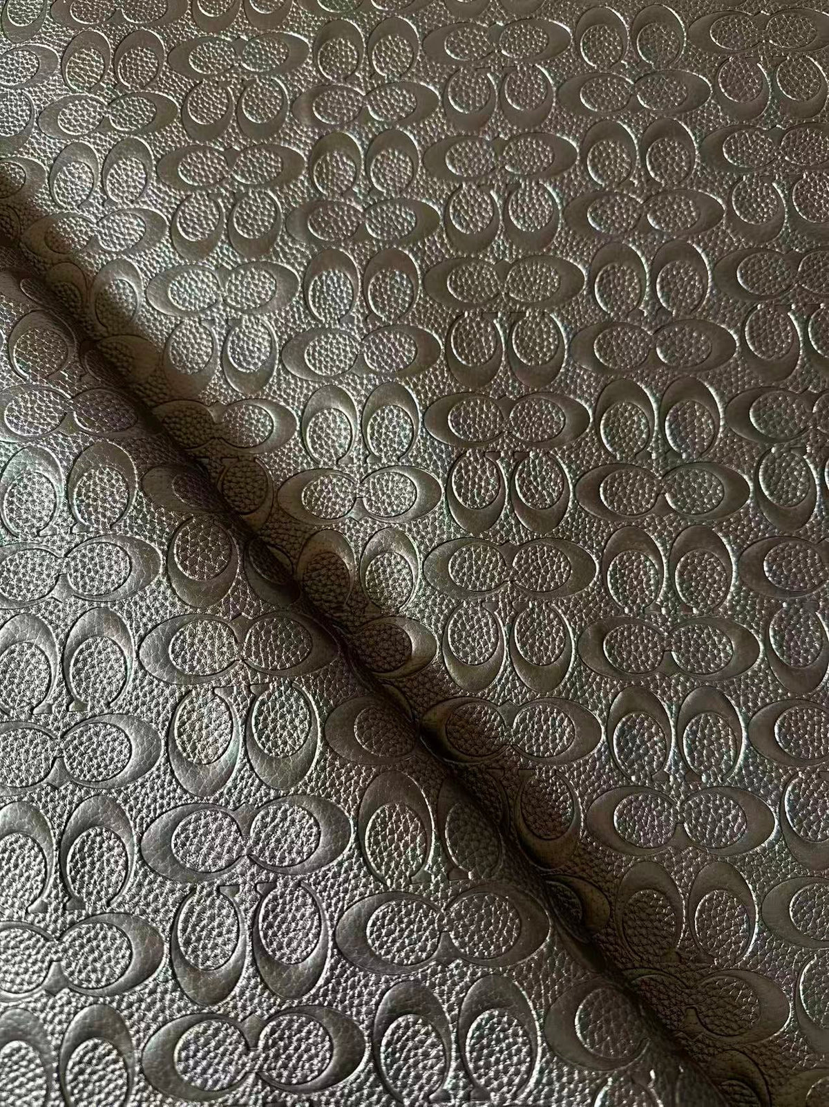 Fashion Coach Embossed Leather Fabric For Handmade Sneaker,Bag,Upholstery DIY Goods By Yard (Black)