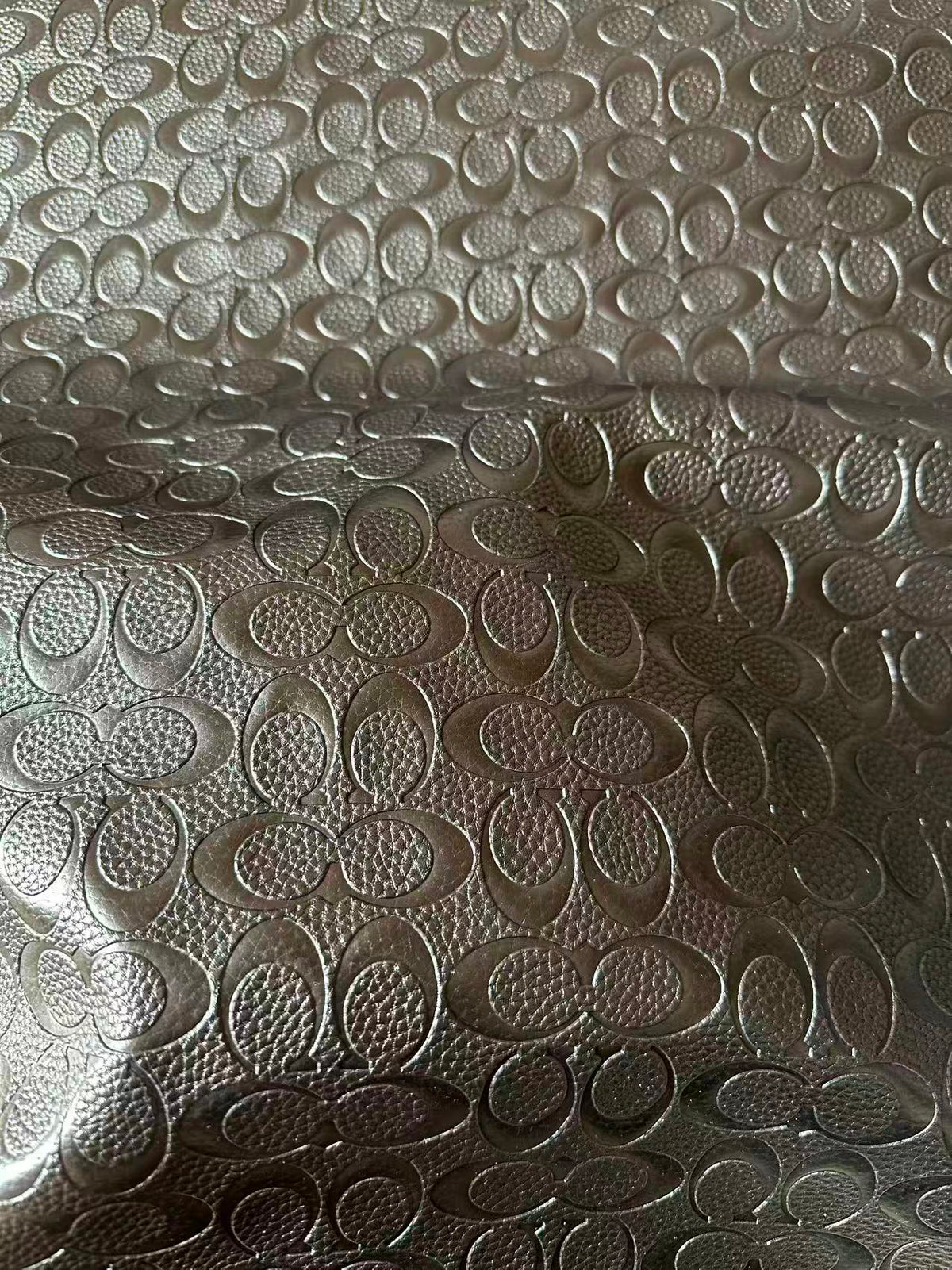 Fashion Coach Embossed Leather Fabric For Handmade Sneaker,Bag,Upholstery DIY Goods By Yard (Black)