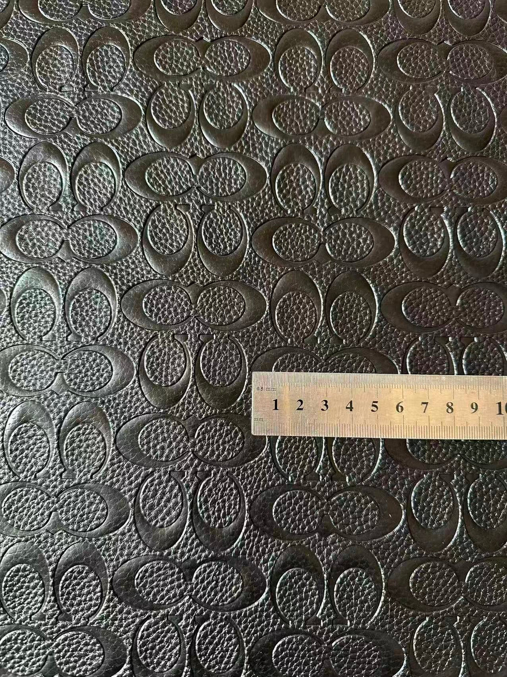 Fashion Coach Embossed Leather Fabric For Handmade Sneaker,Bag,Upholstery DIY Goods By Yard (Black)