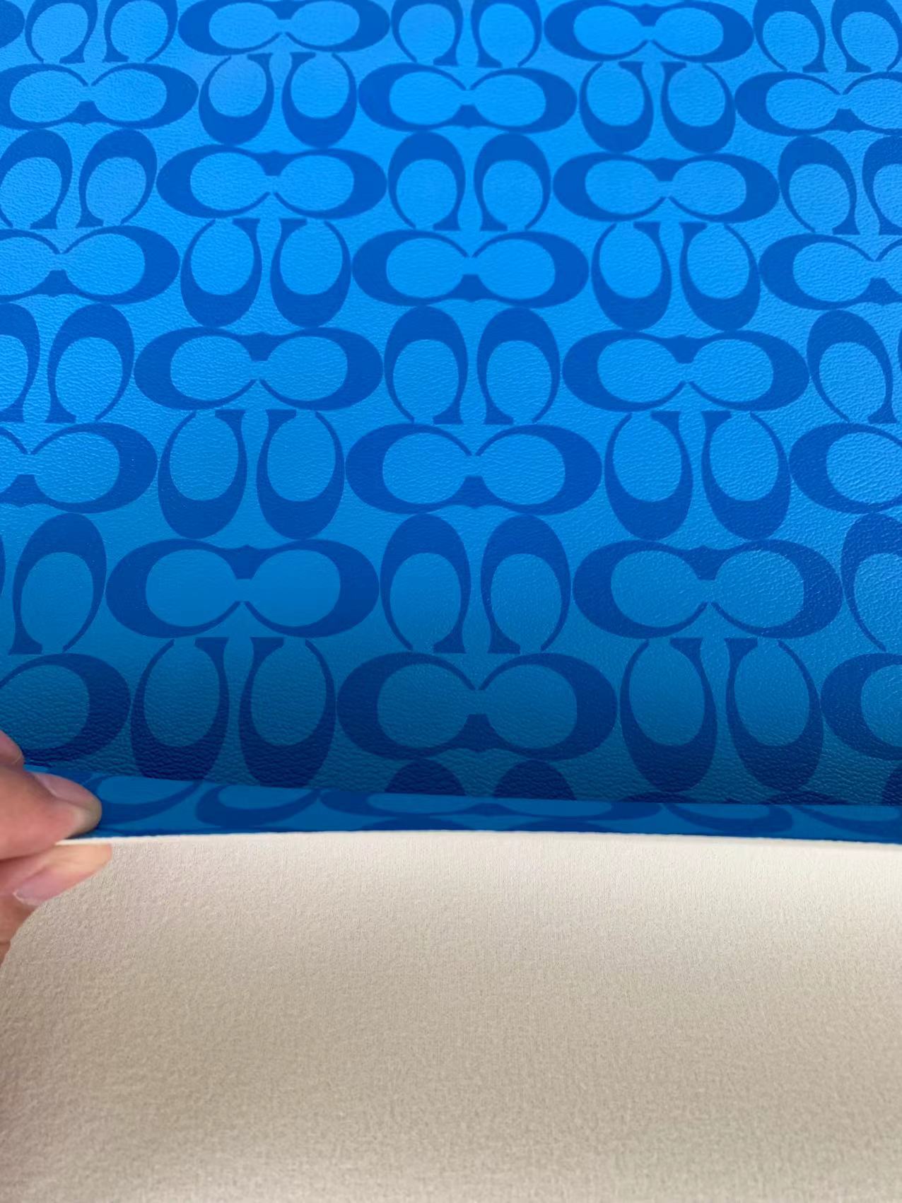 Classic  Coach  Leather Case Fabric, Handmade Bag Fabric, Hand-made Shoes  Leather Fabric By Yard (Blue)