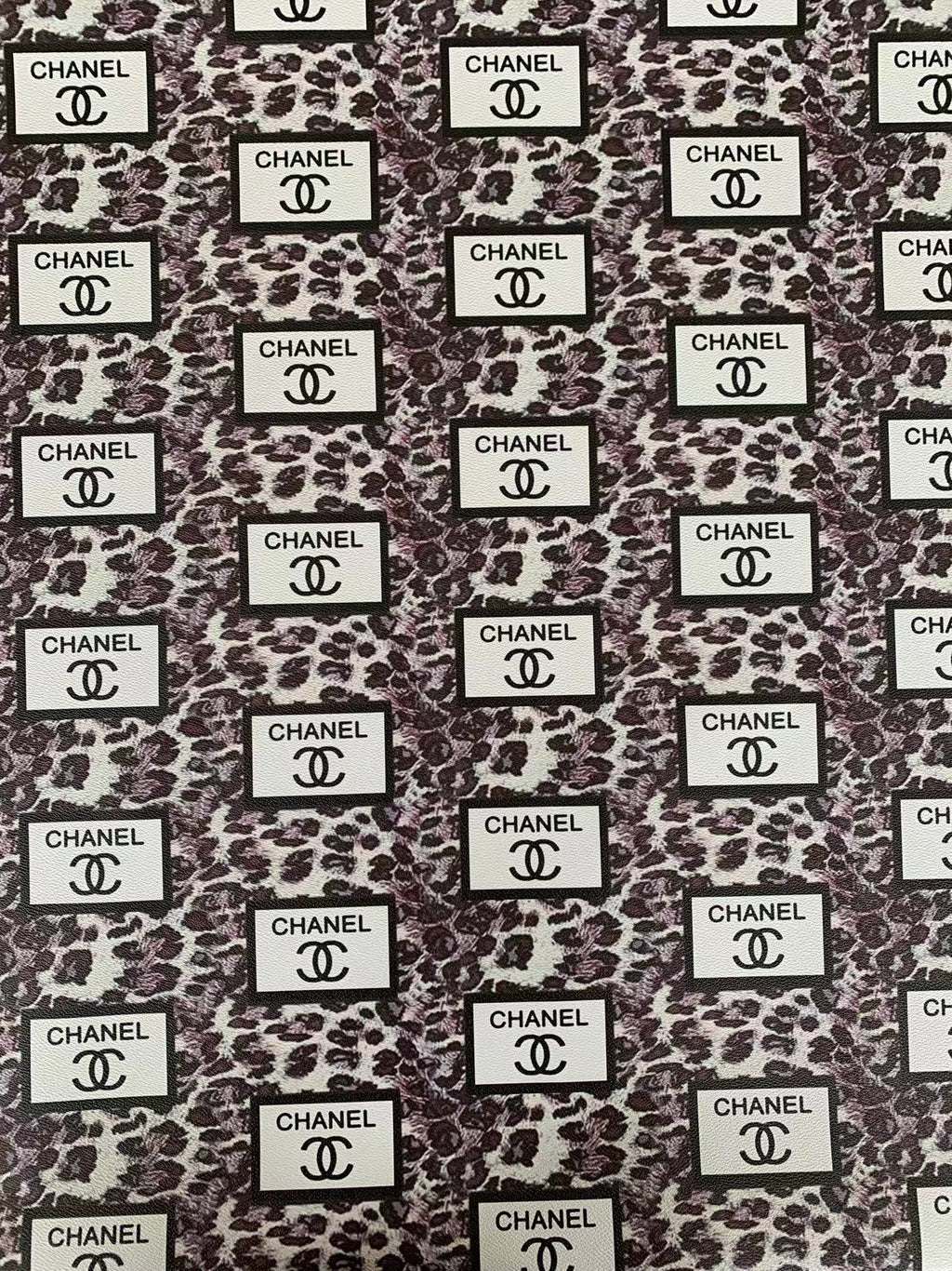 Fashion Chanel with LeoPard Vinyl Leather Fabric For Handmade Goods By Yards