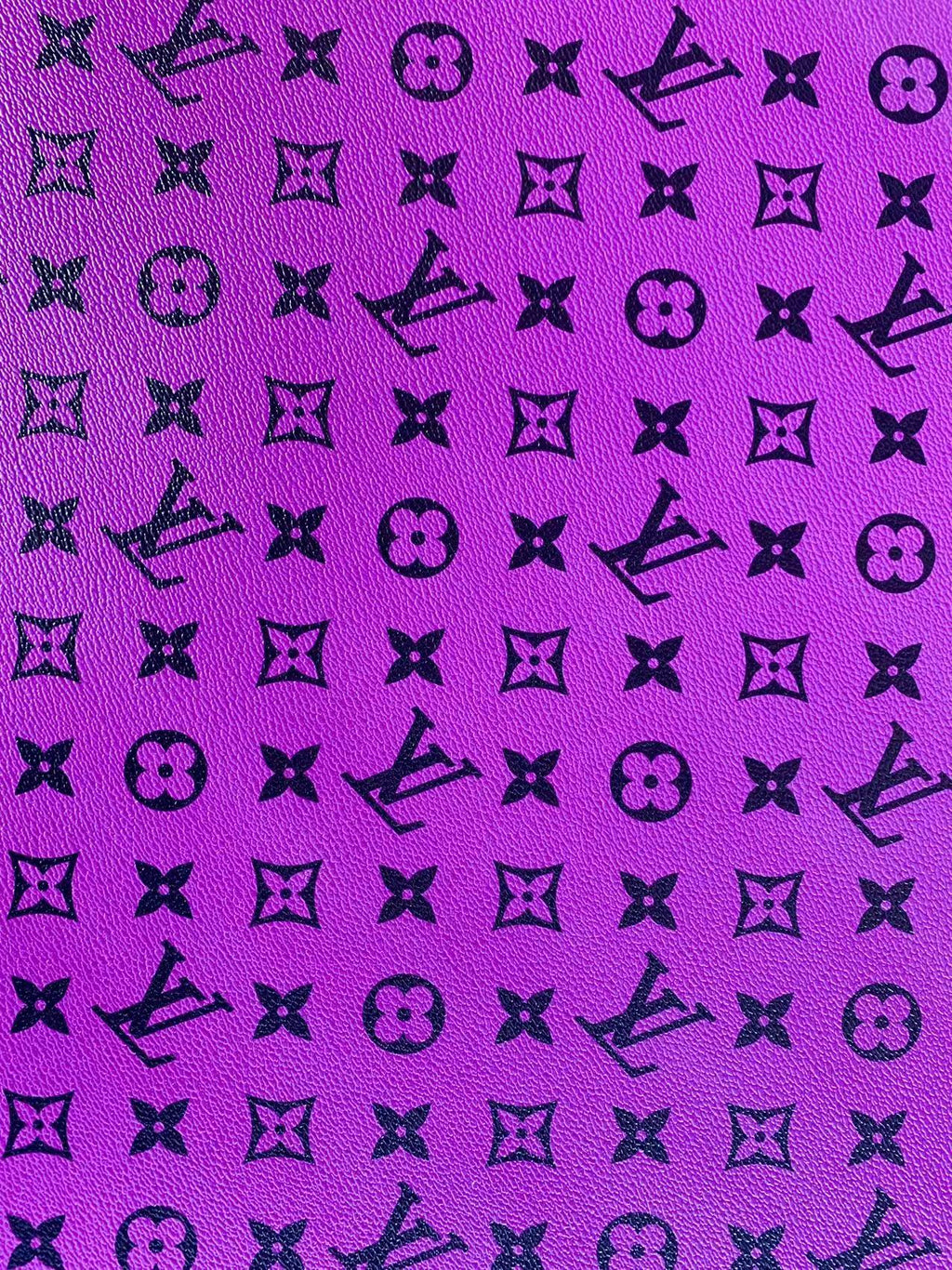 Classic LV Vinyl crafting leather fabric  Bag leather ,shoes leather ,Handicraft leather ( Purple)