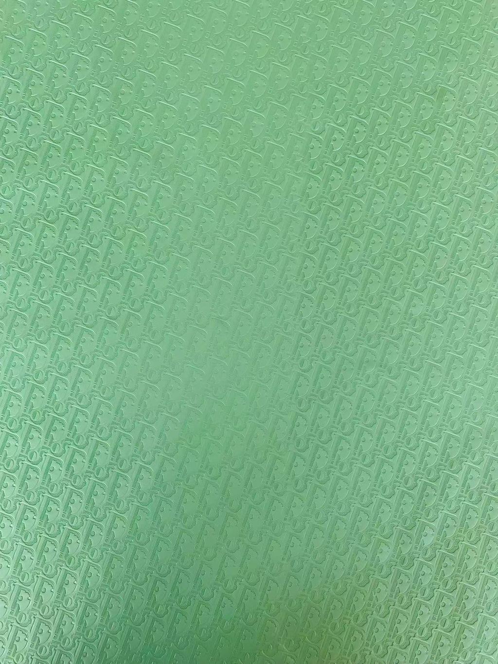 Classic Dior Embossed  Craft Leather Fabric Shoes Leather , Bags Leather Fabric By Yards (Light Green)