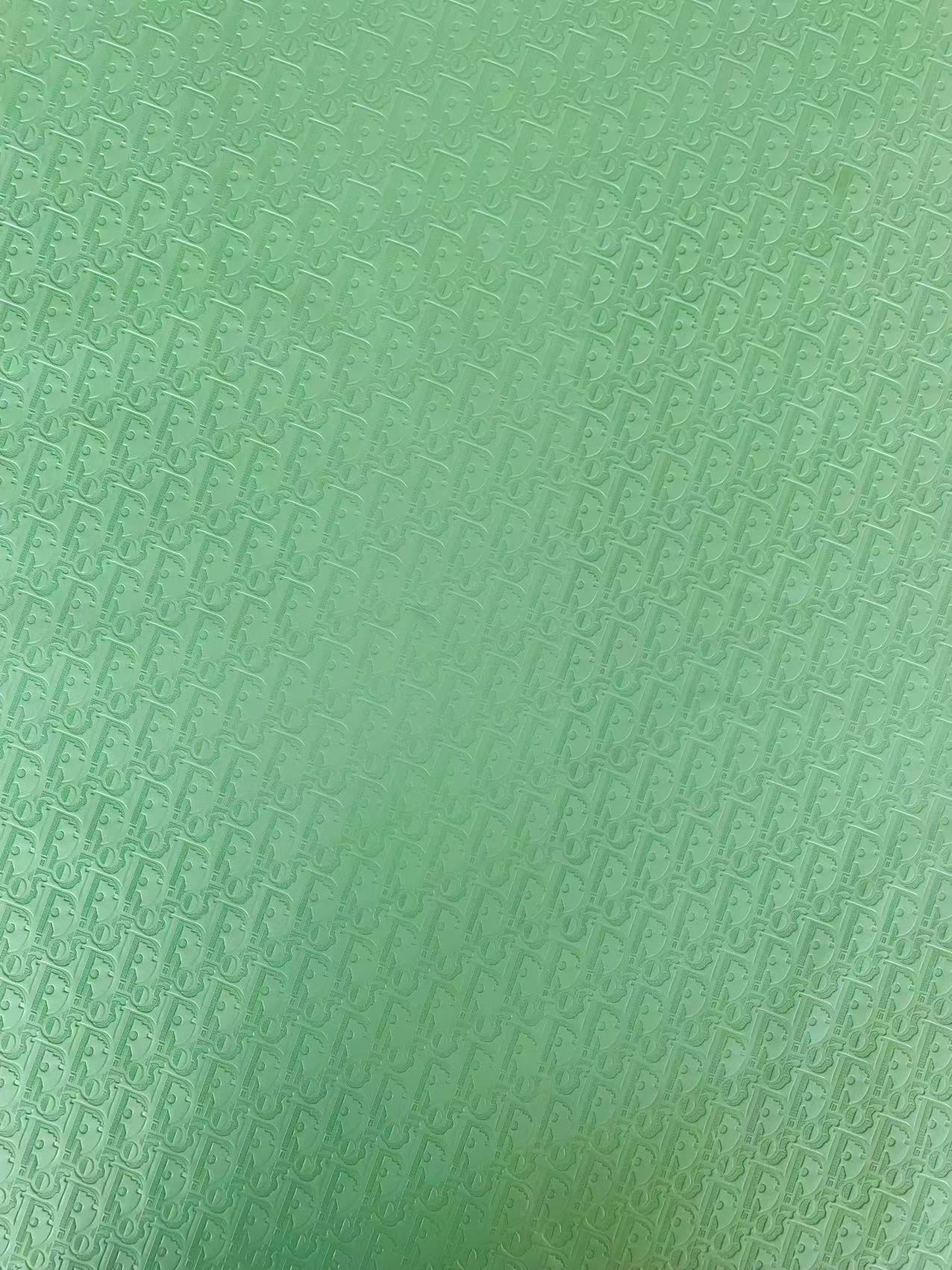 Classic Dior Embossed  Craft Leather Fabric Shoes Leather , Bags Leather Fabric By Yards (Light Green)