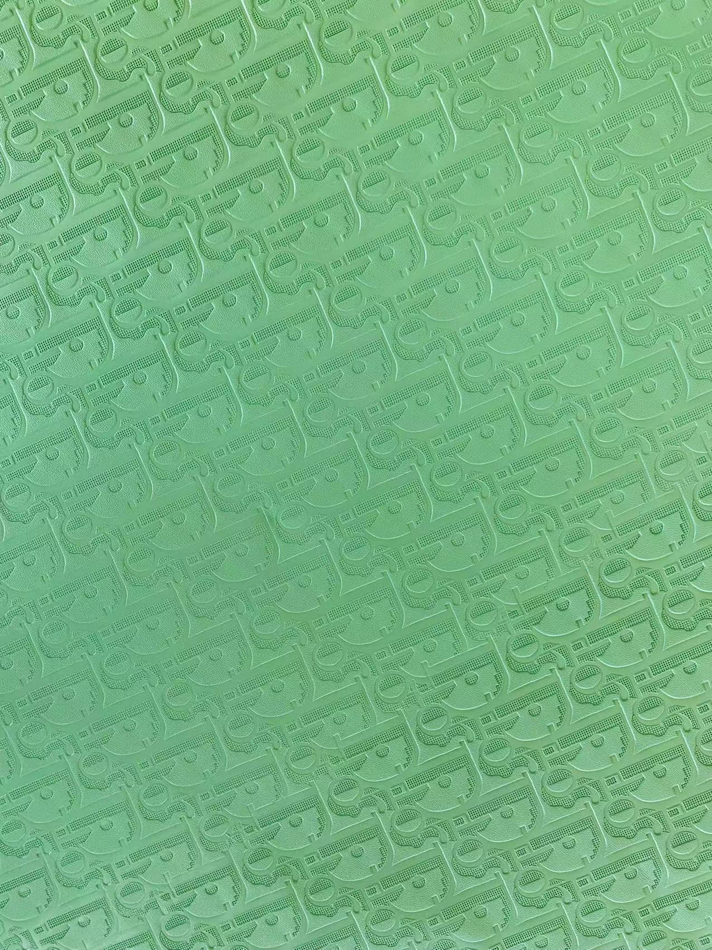 Classic Dior Embossed  Craft Leather Fabric Shoes Leather , Bags Leather Fabric By Yards (Light Green)