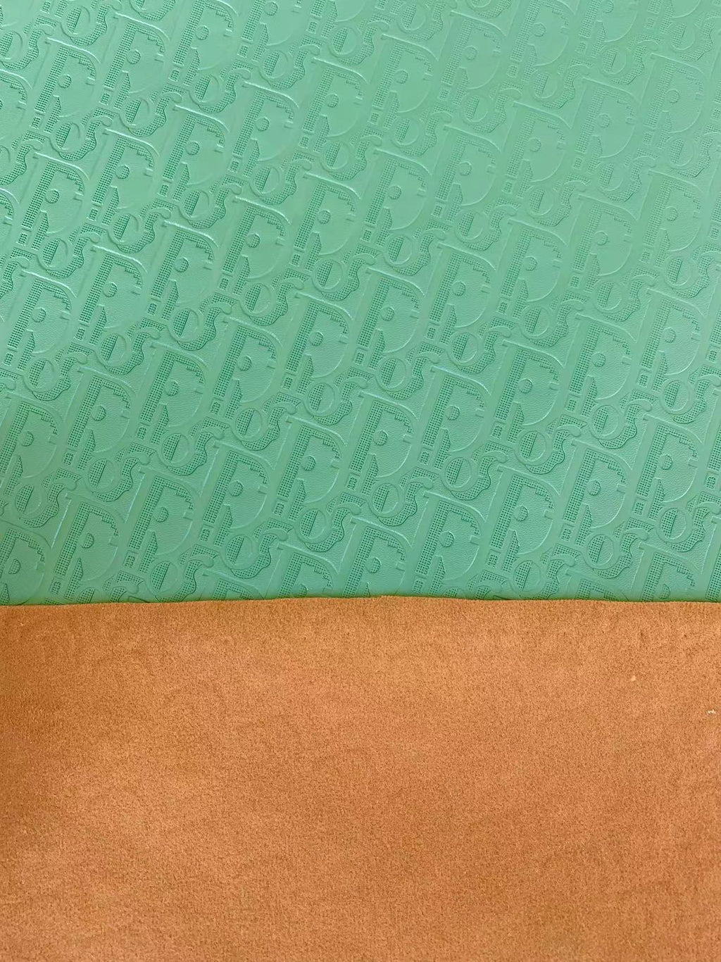 Classic Dior Embossed  Craft Leather Fabric Shoes Leather , Bags Leather Fabric By Yards (Light Green)
