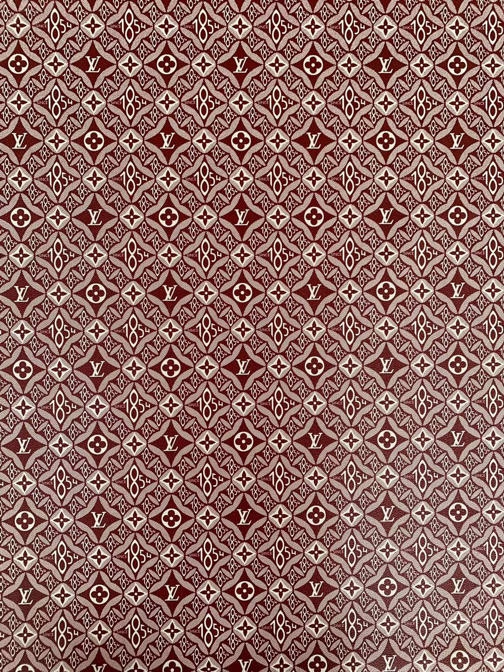 Fashion LV 1854 Leather，Handmade Bag Fabric, Hand-made Shoes Leather Fabric By Yard（Red)