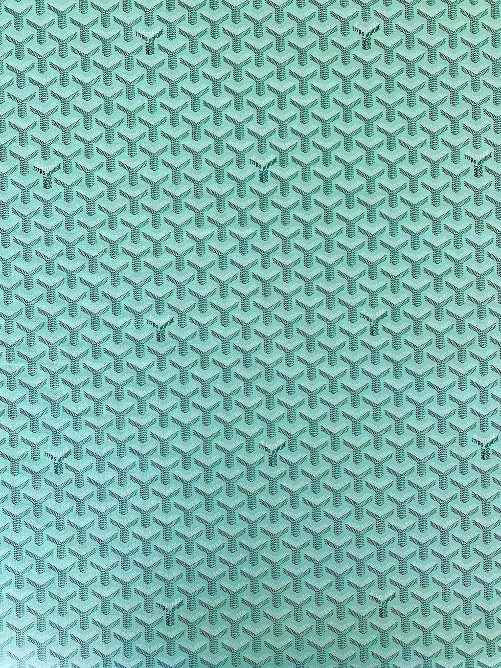 Classic Goyard Leather Fabric , Shoes Leather,Bags Fabric,Handicraft Leather Fabric By Yard (Blue with Green)